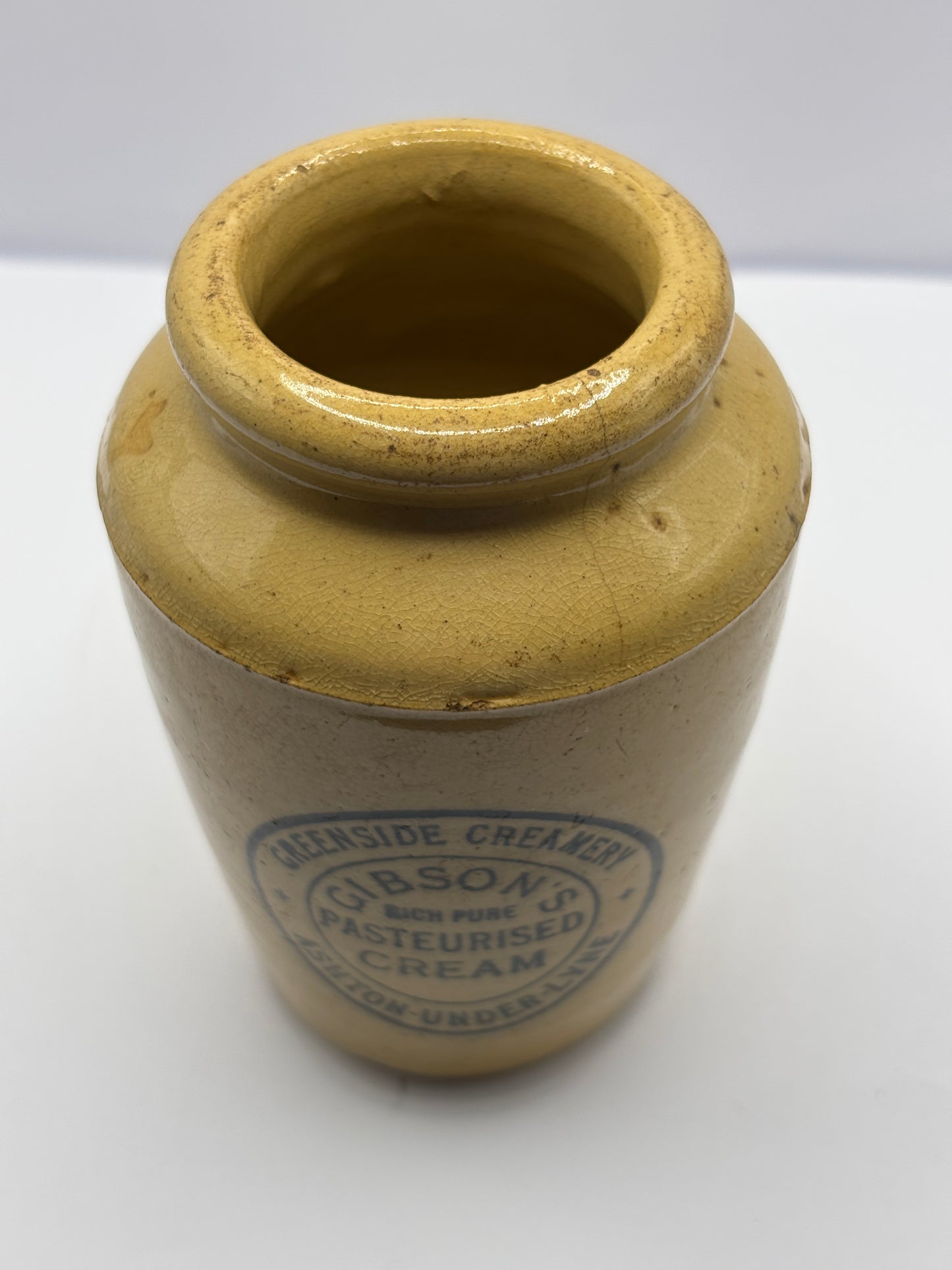 Old advertising cream pot, Greenside creamery Gibsons pure rich pasteurised cream