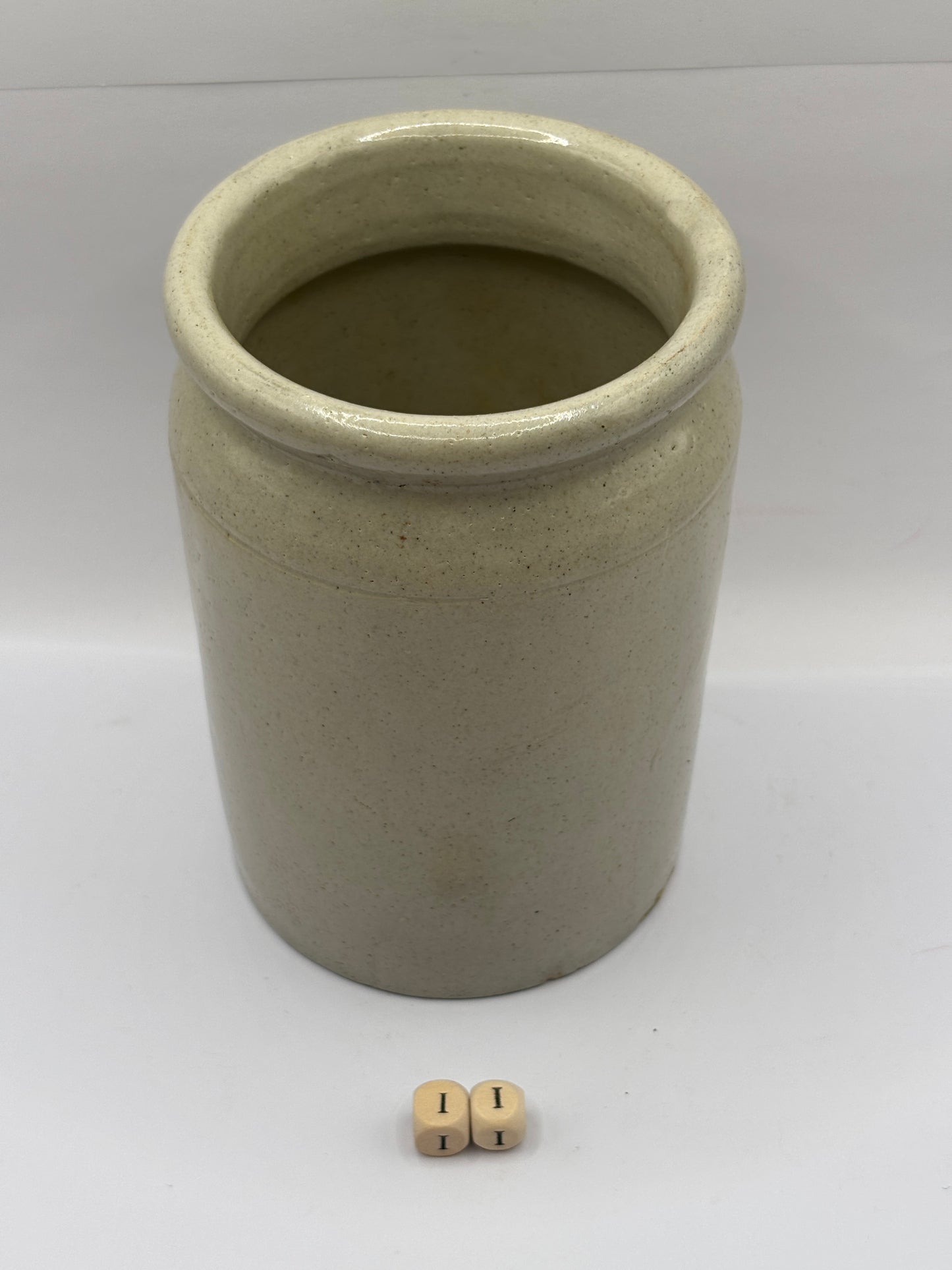 Old 2lb rolled top stoneware jam pot (ii)