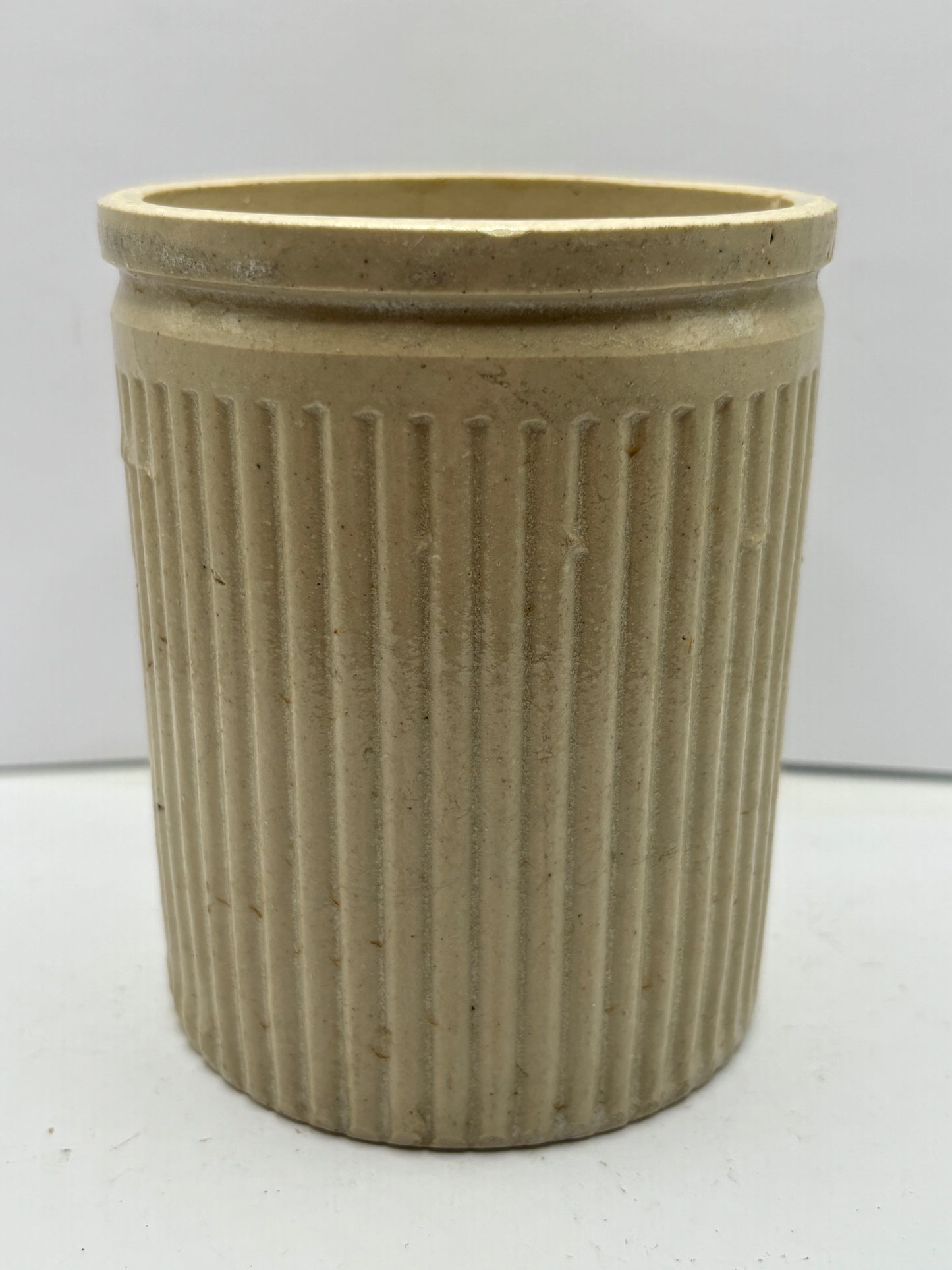 Old Ribbed stoneware jam pot