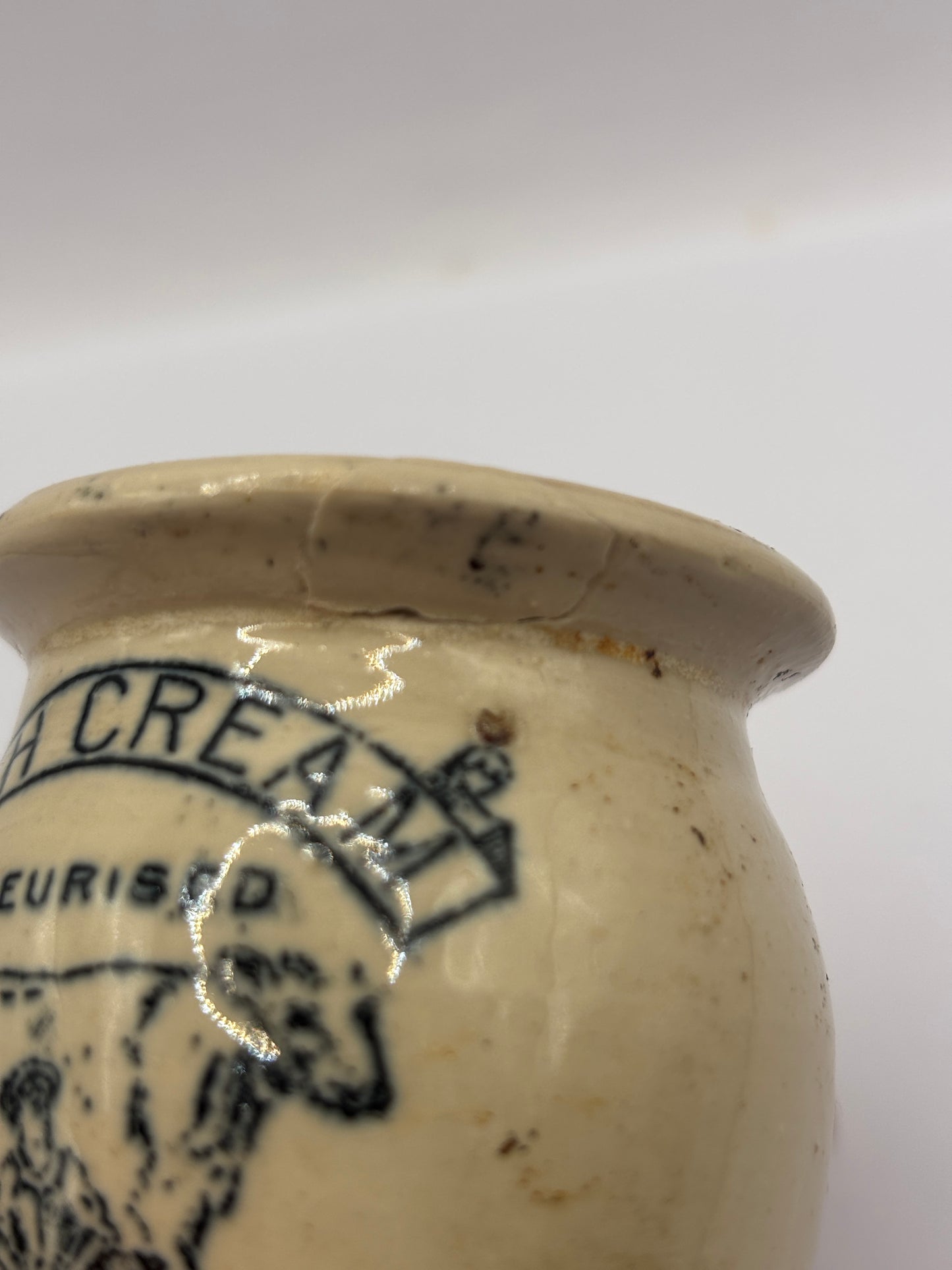 Old advertising cream pot, Woodlands rich cream, healthy pure fresh