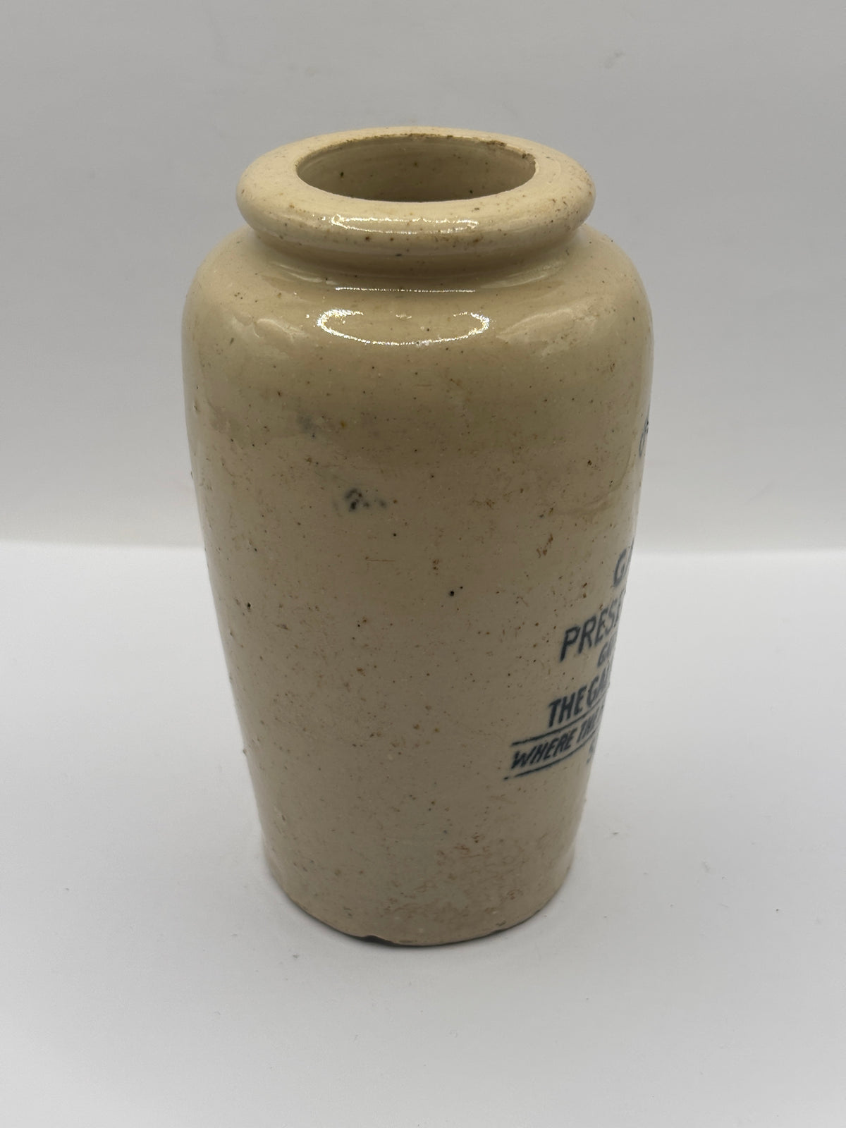 Old advertising cream pot, Galloway preserved cream, Stranraer