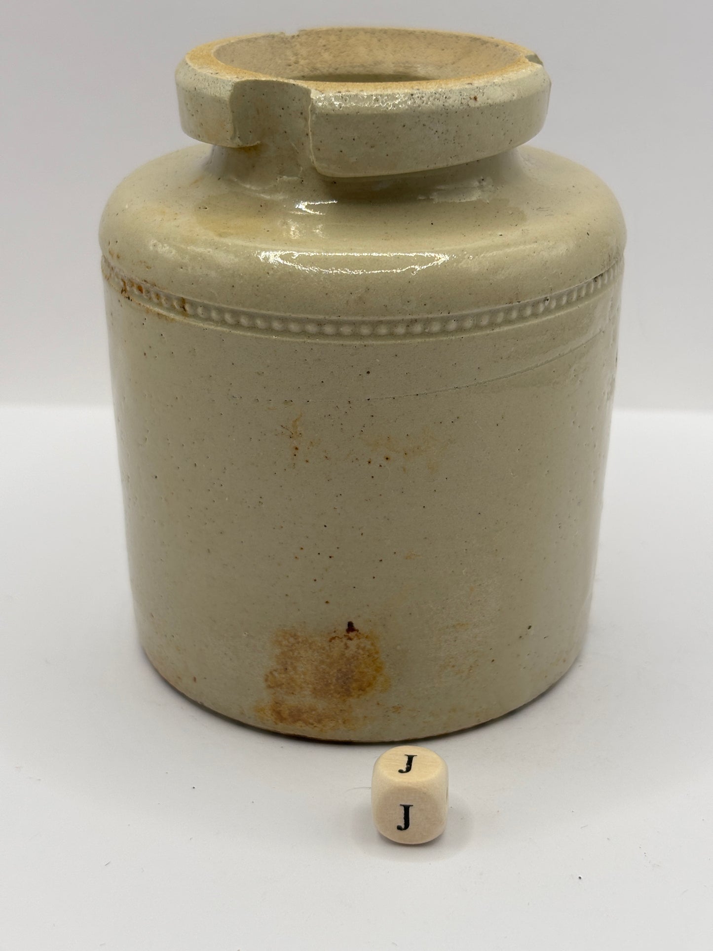 Old plain stoneware caviar pot (J)