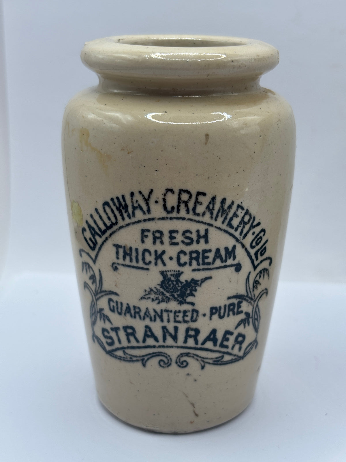 Old advertising cream pot, Galloway creamery Stranraer