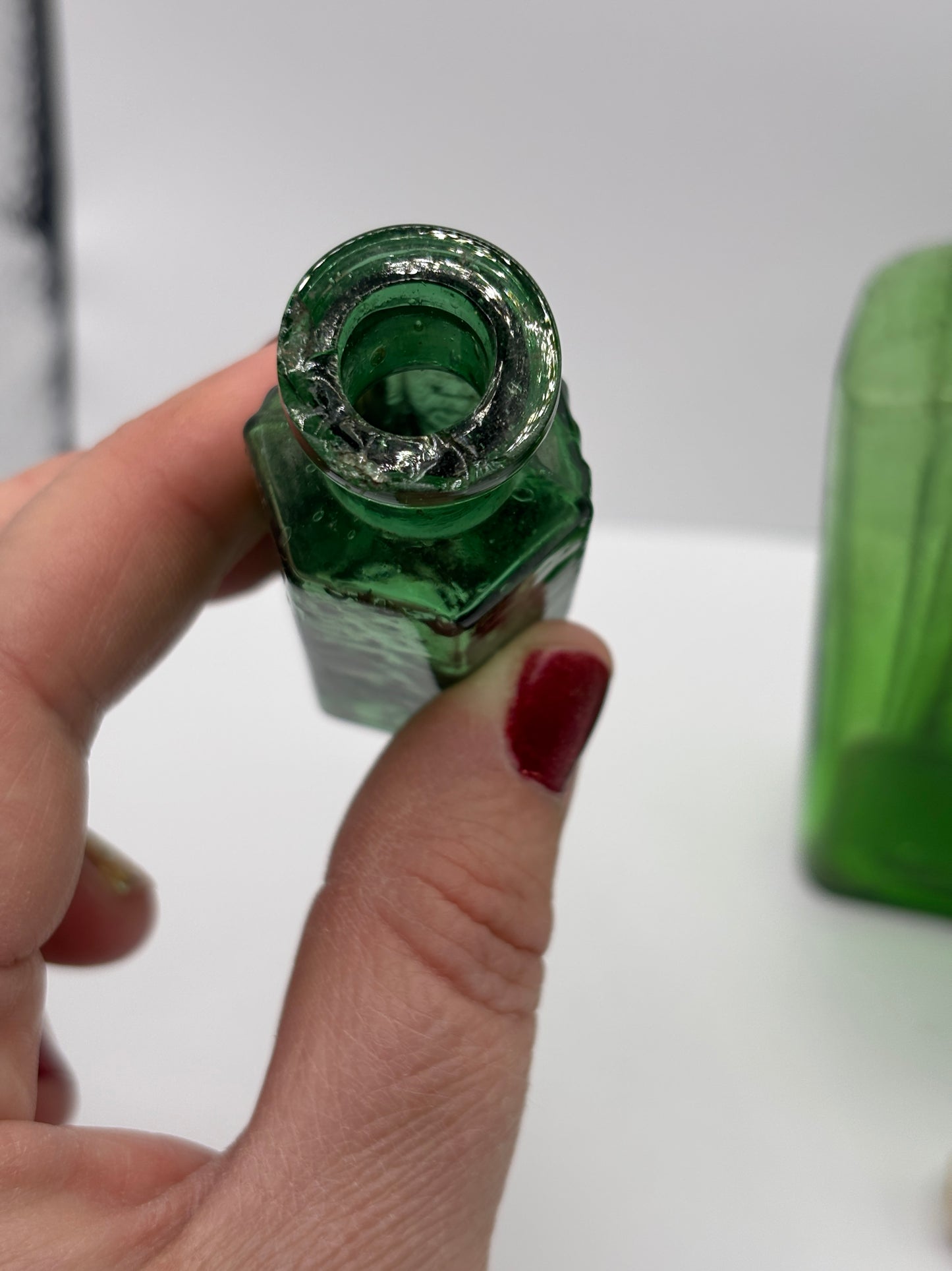 3 old green poison bottles, not to be taken