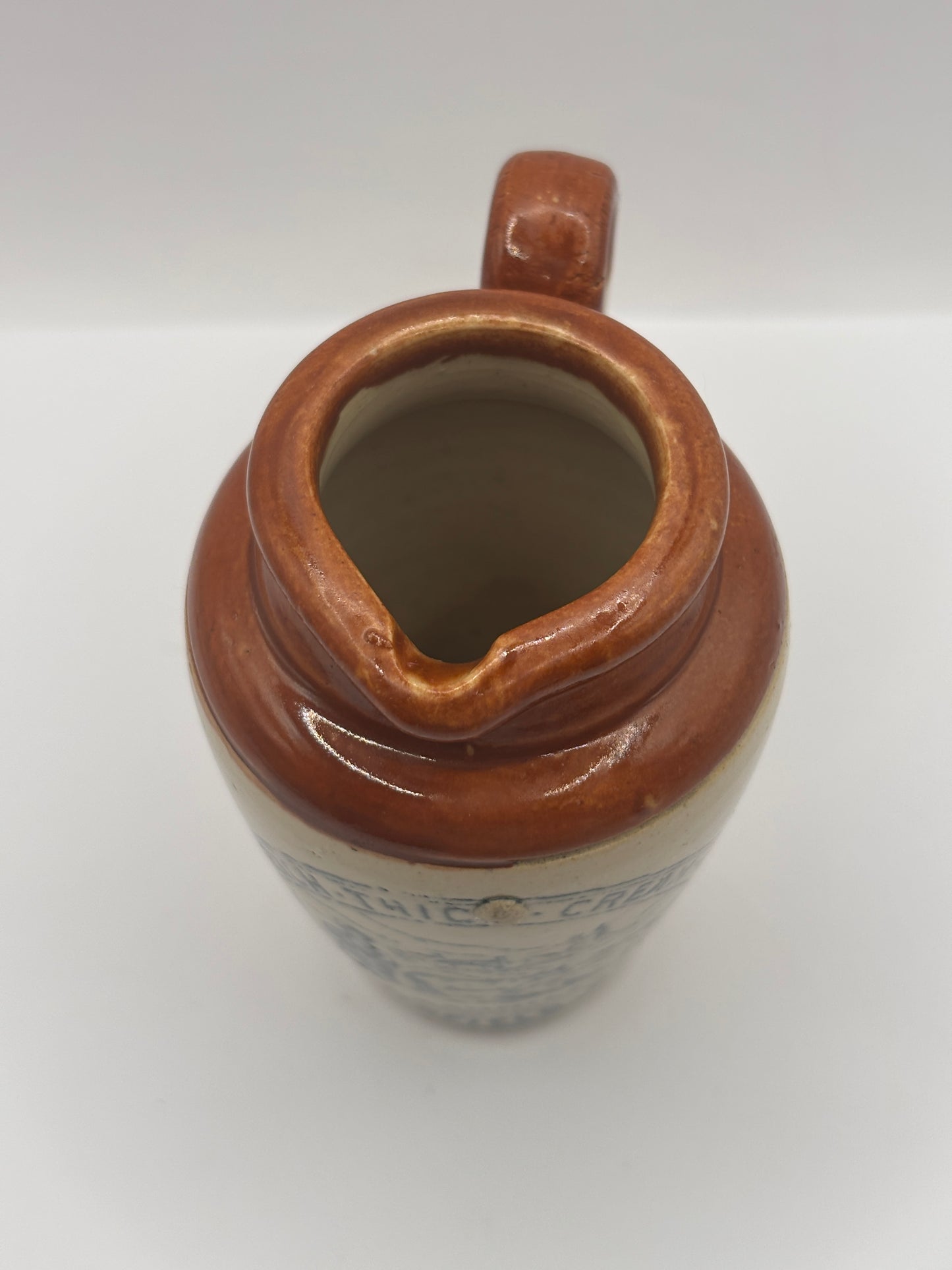 Old advertising cream pot, Peter Warner. Bannisters Huddersfield dairies. Rich thick cream