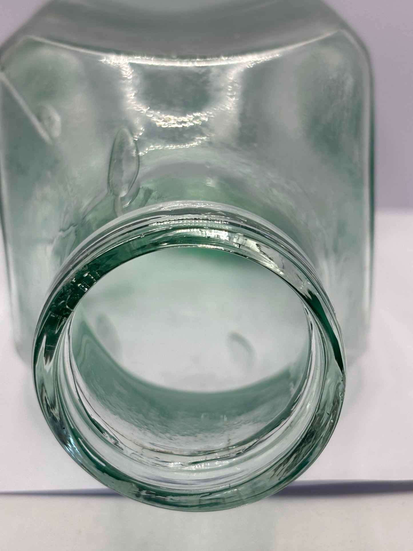 Old large aqua glass Chivers Cardiff advertising jar