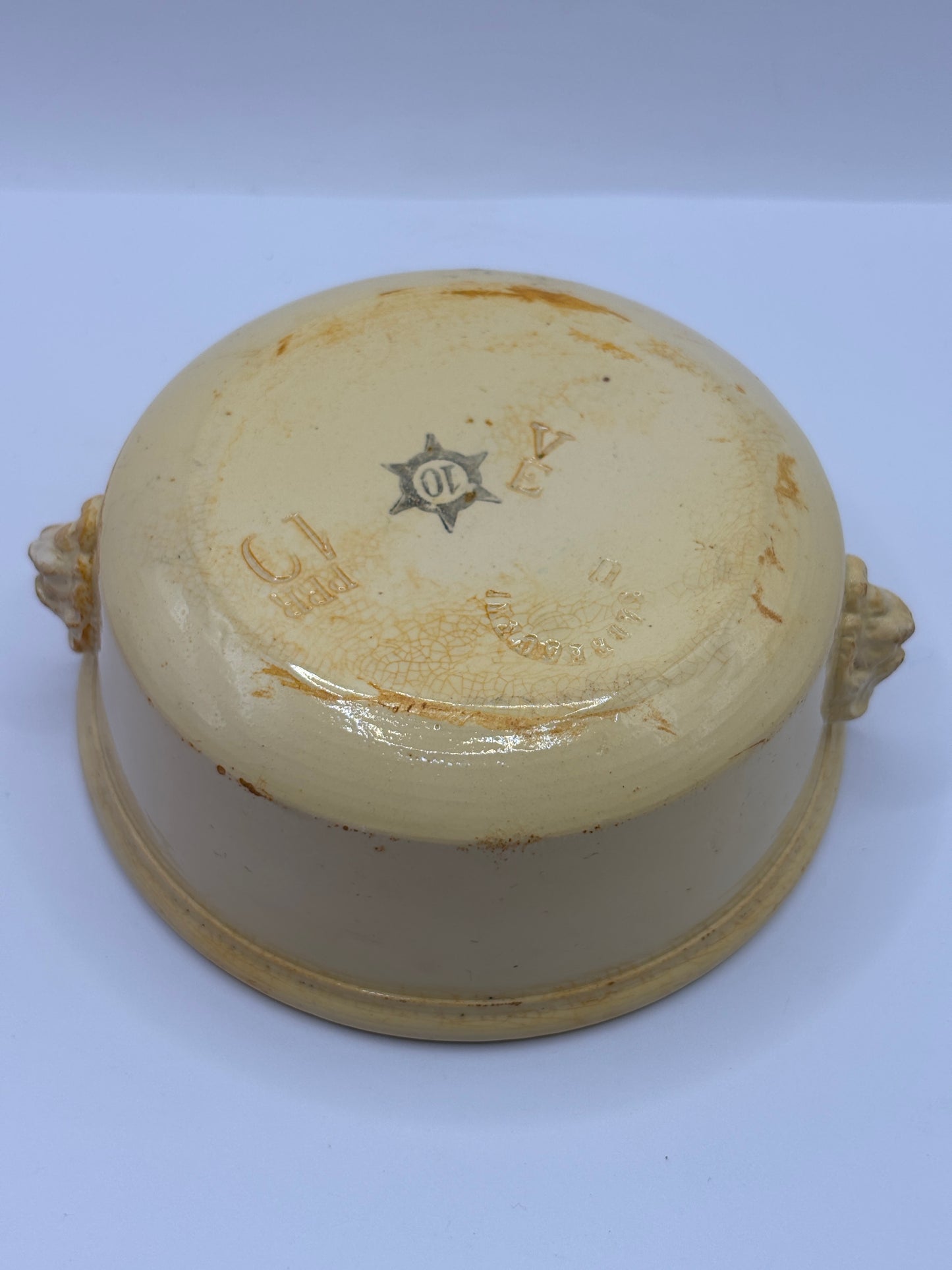 Old french terrine jar/pot. Base. Lion head