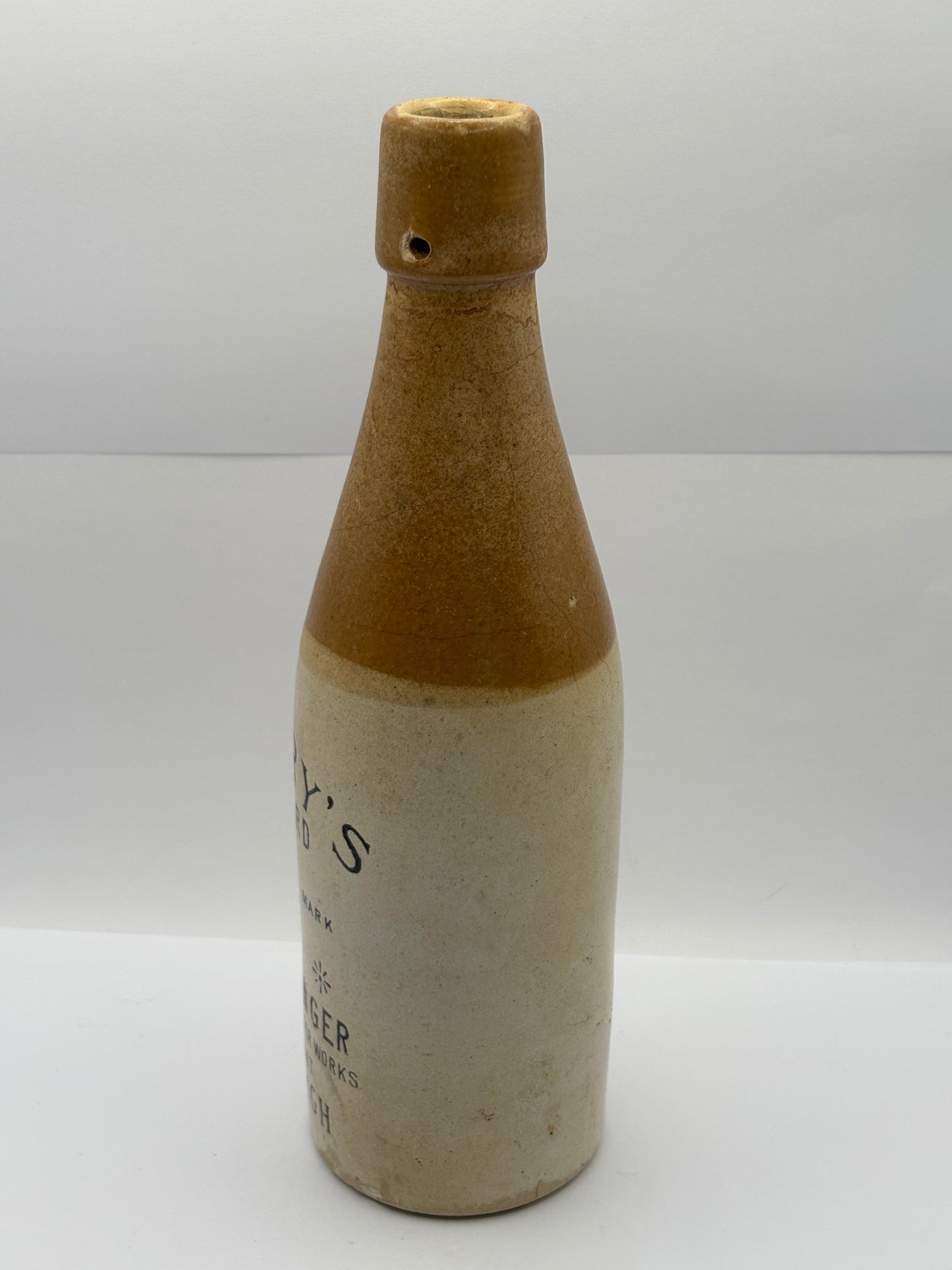 Old stoneware ginger beer bottle, Hendry’s standard home brewed ginger. Edinburgh