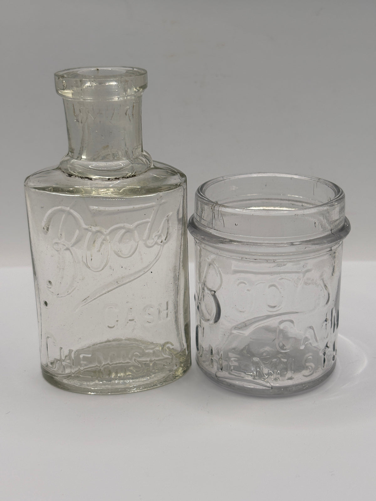 2 old Boots cash chemist bottles