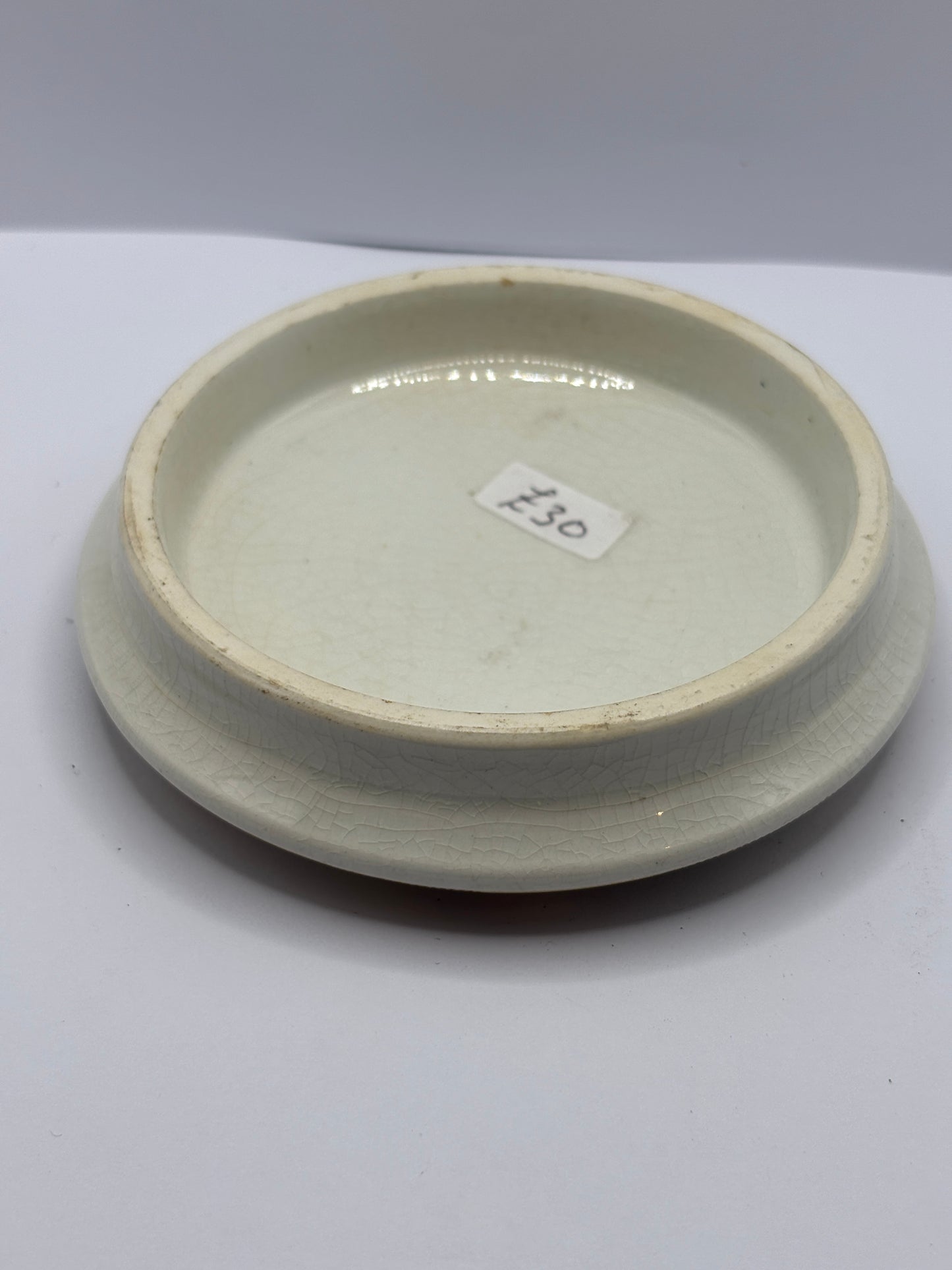 Old Prattware lid, victorian pot lid. Il Penseroso, Pratt lid