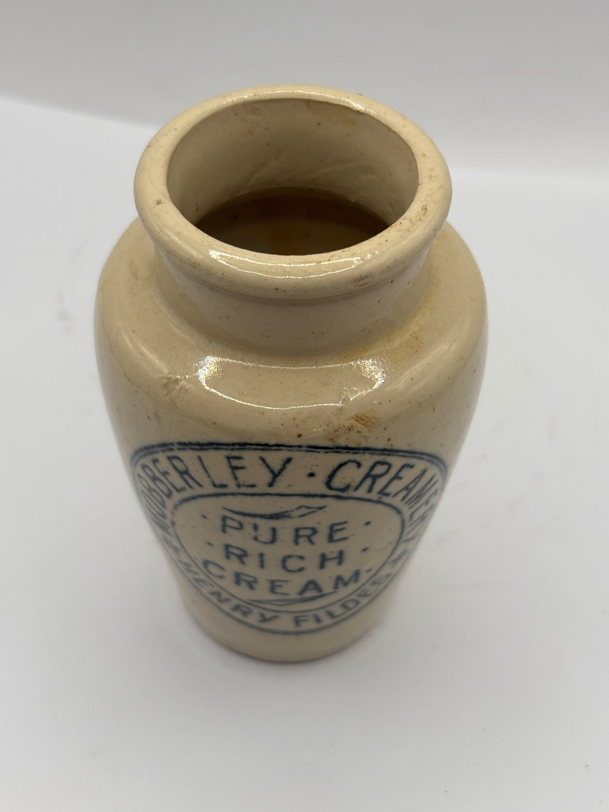 Old advertising cream pot, Mobberley pure rich cream