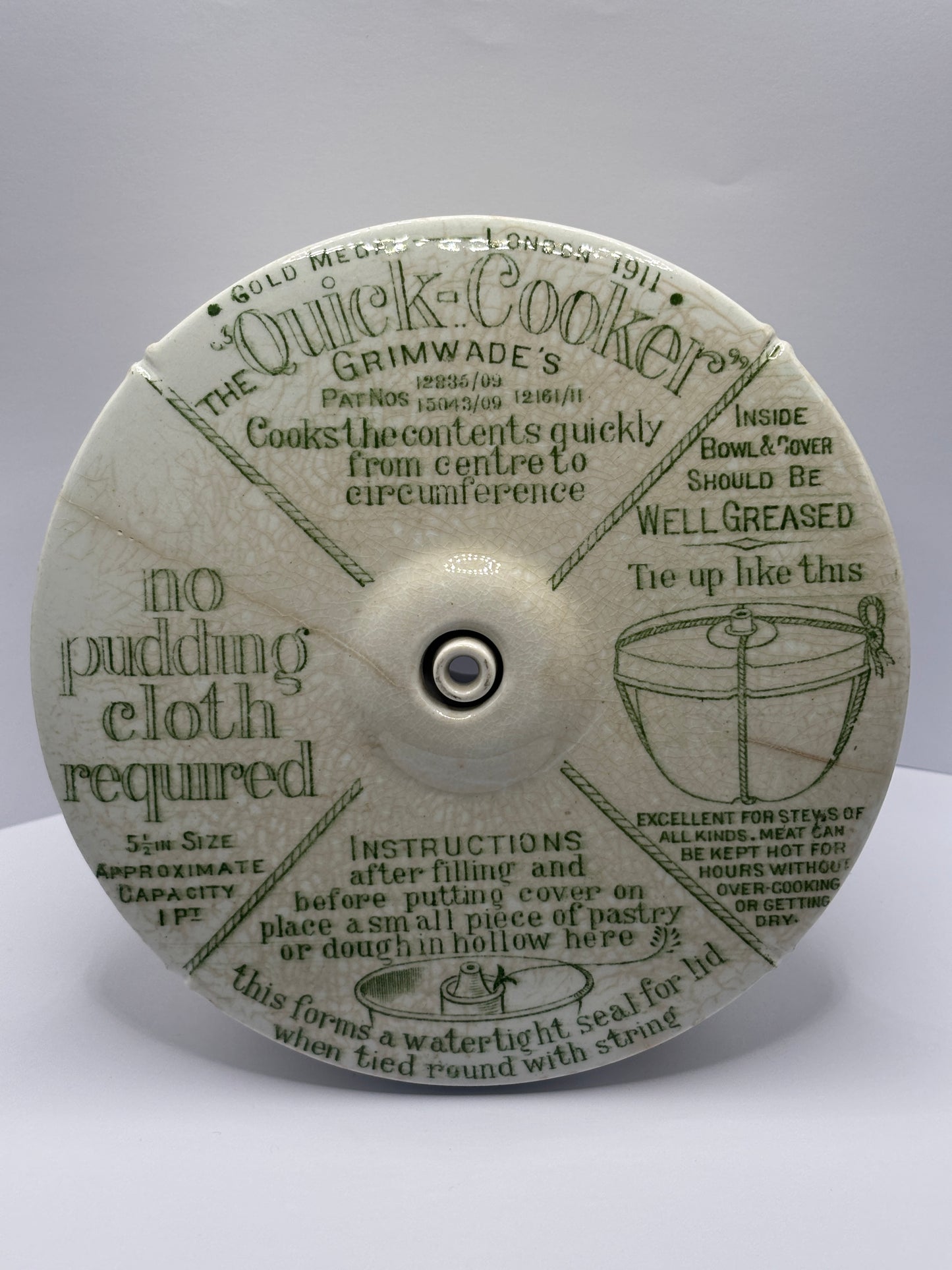 Old Grimwades advertising quick cooker. Stained & crazed