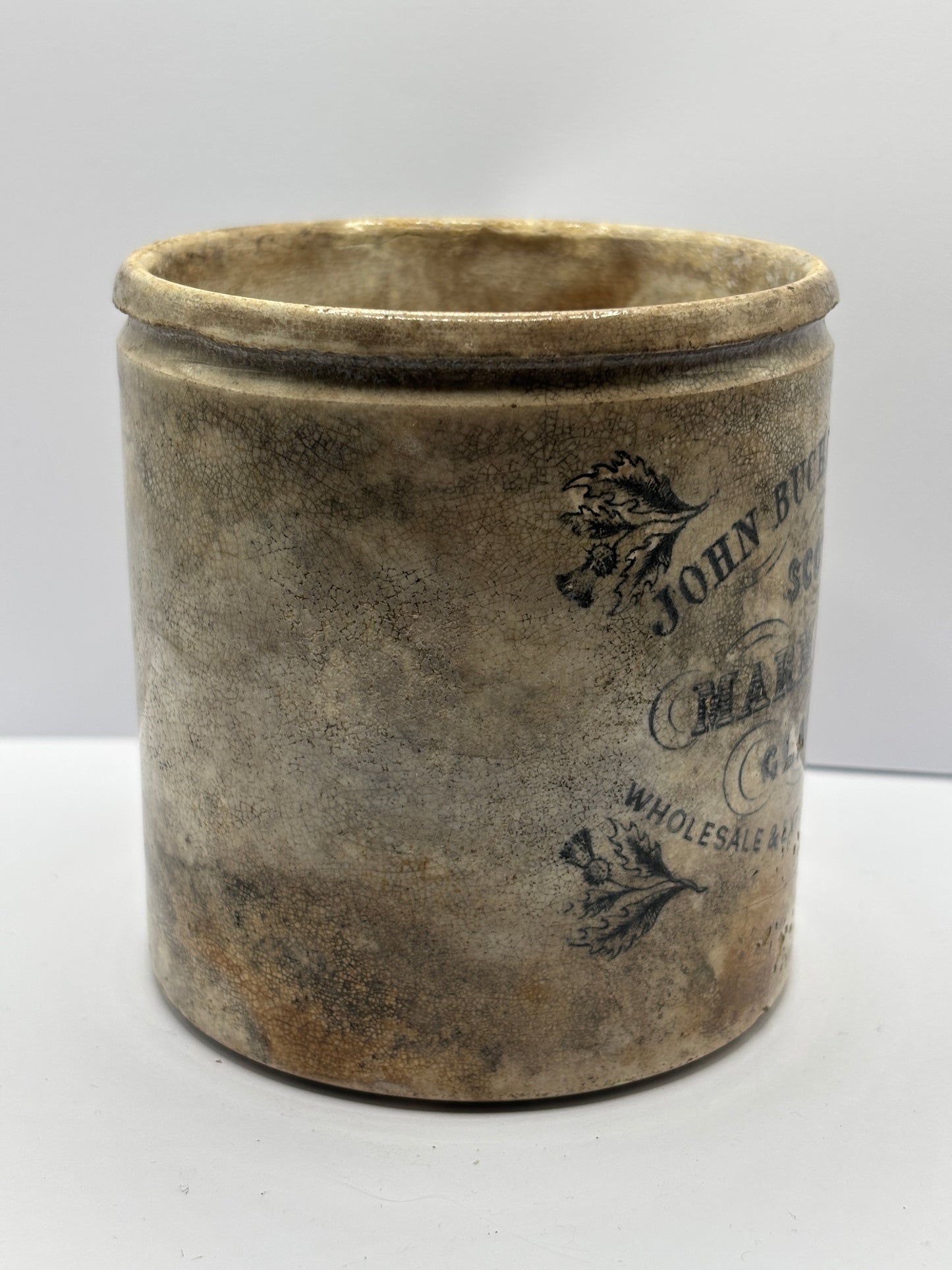 Old rare 1lb John Buchanan marmalade jar, Scotch Marmalade Glasgow