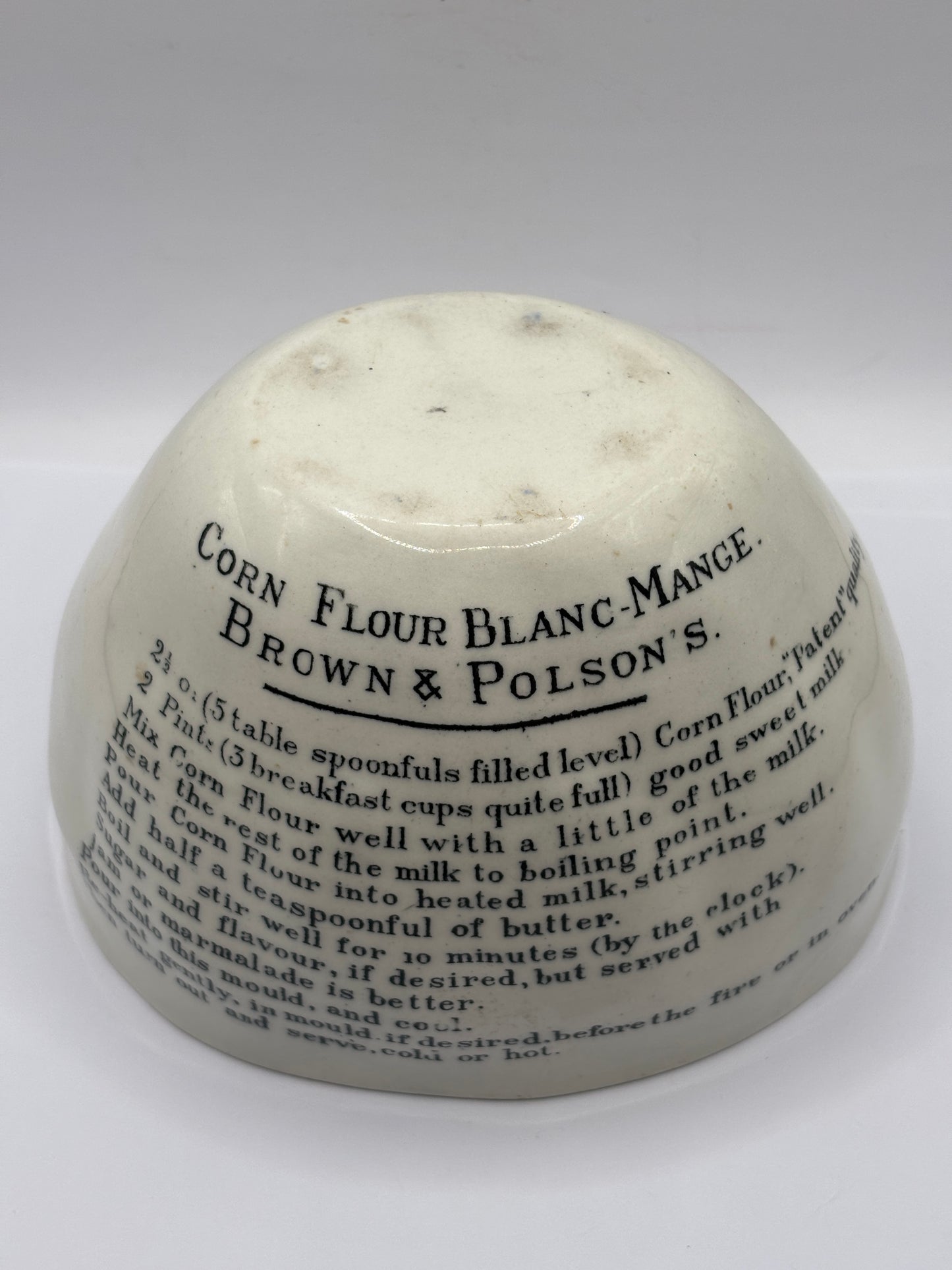 Old advertising blanc mange, Brown & Polsons, mould