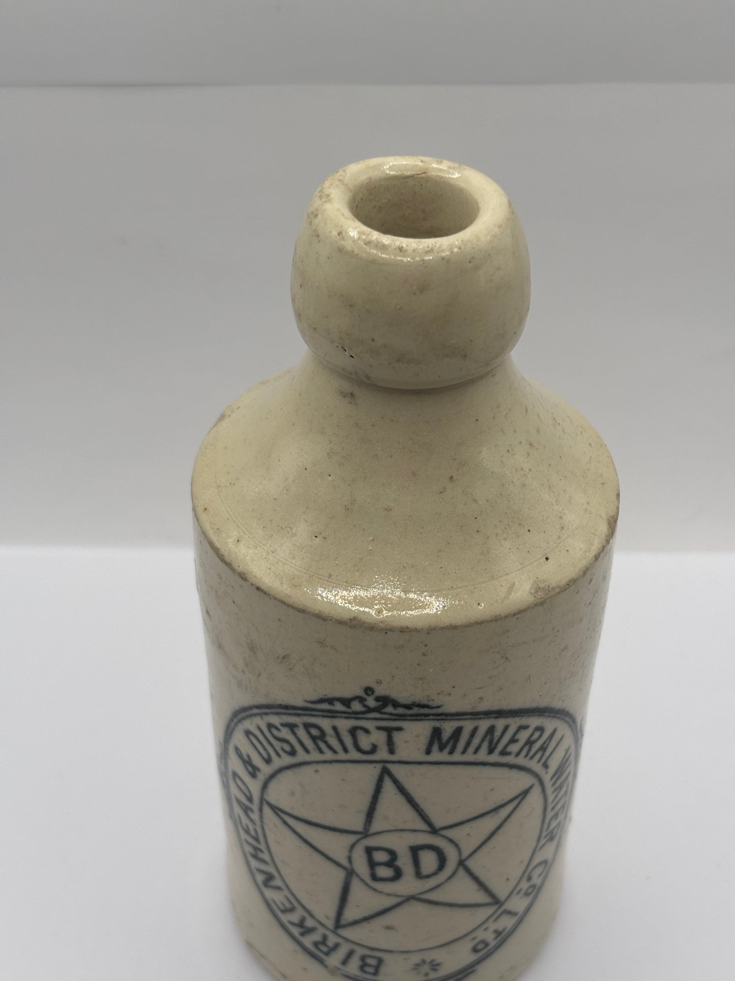 Old stoneware ginger beer bottle,Birkenhead & district mineral water co
