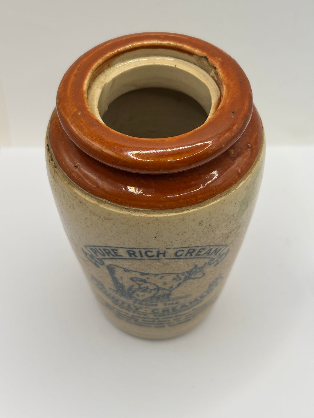 Old advertising cream pot, Huntly creamery pure rich cream