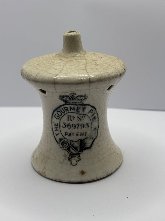 Old advertising pie funnel, The Gourmet Pie funnel, stained & crazed