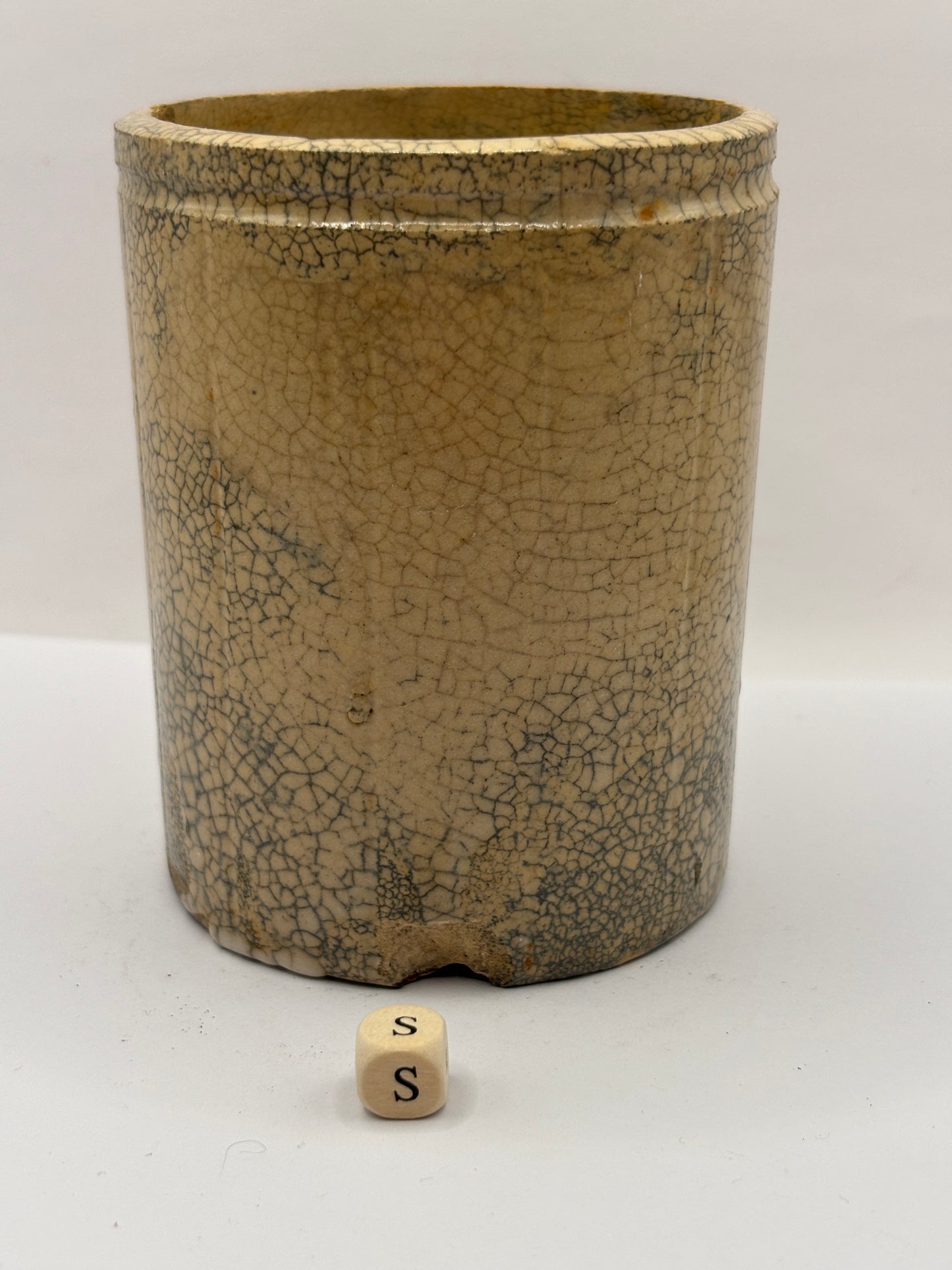 Old 1lb ribbed stoneware jam pot (s)