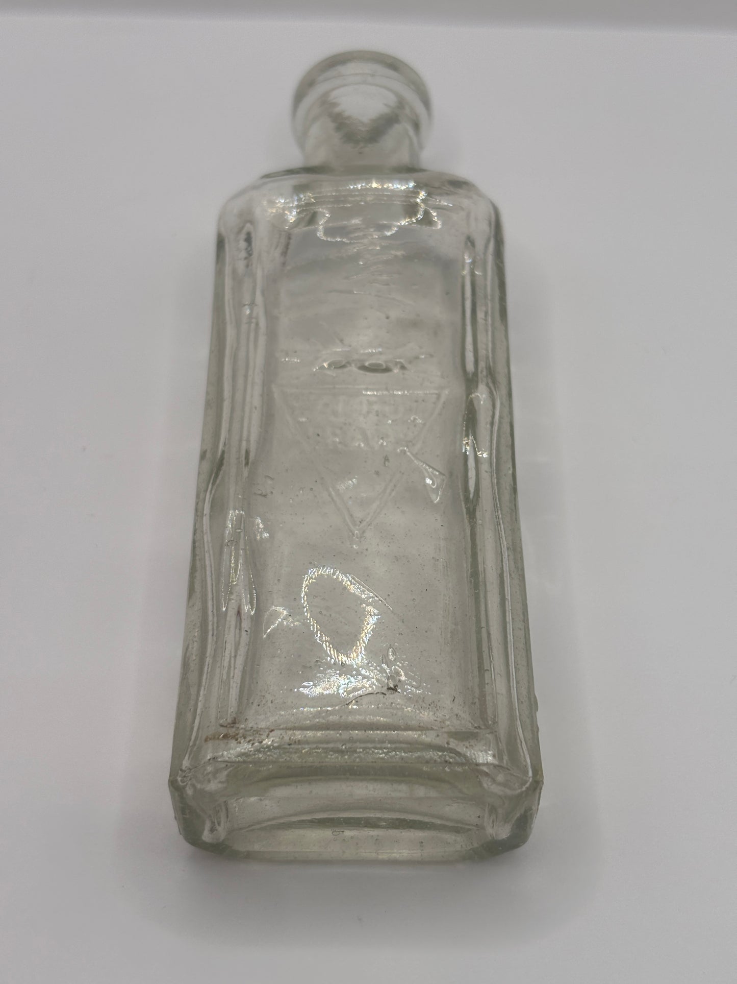 Old clear glass advertising chemist bottle, walfox brand