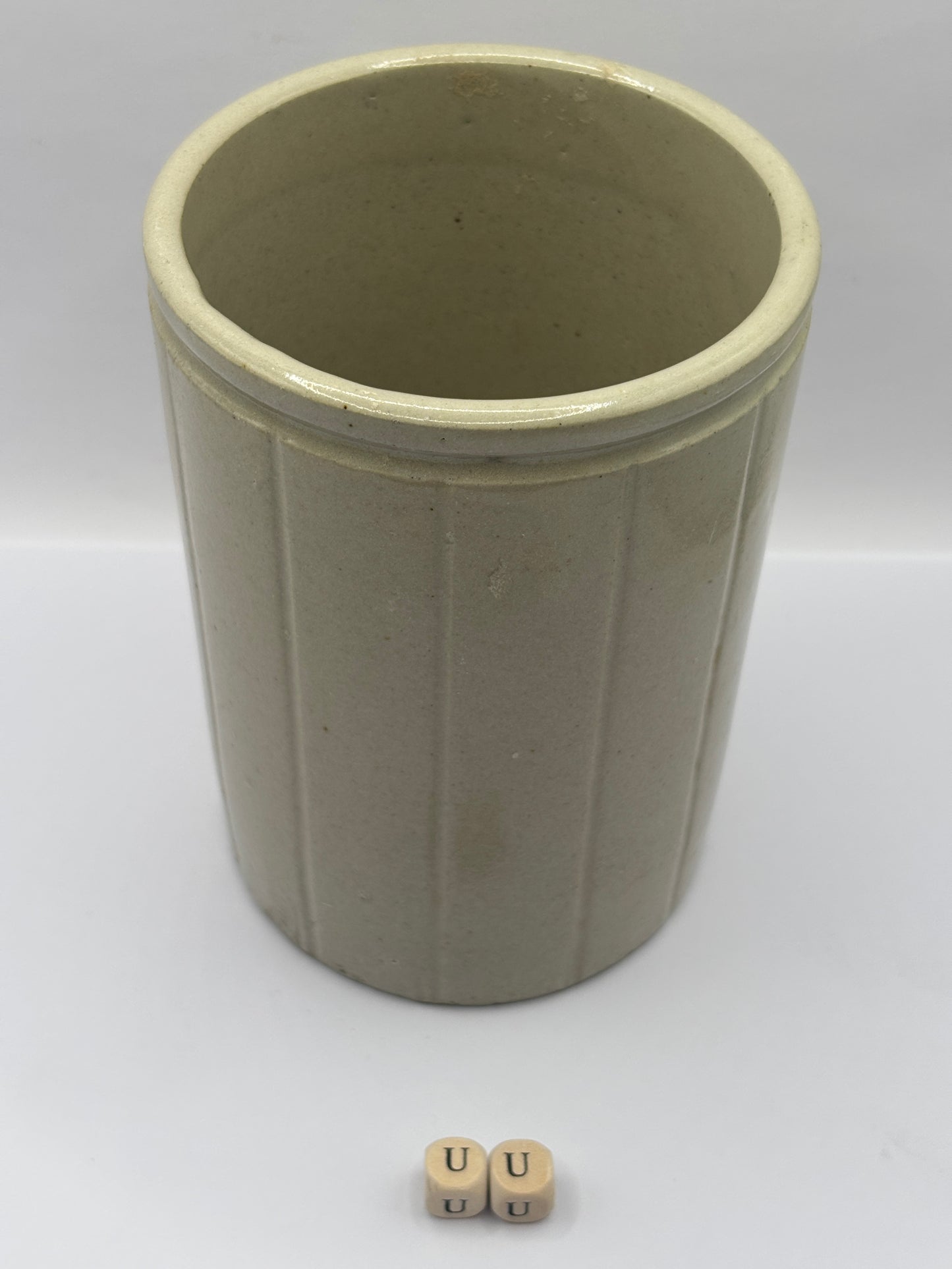 Old 2lb ribbed stoneware jam pot (UU) cooperative wholesale society