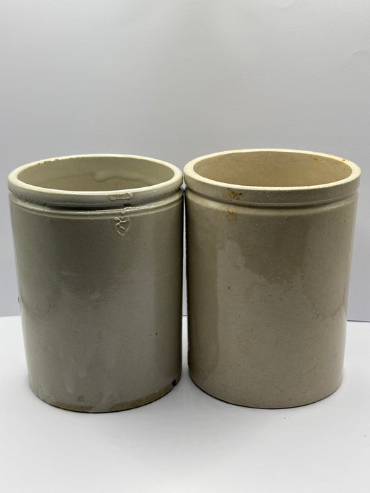 2 old stoneware jam & marmalade pots