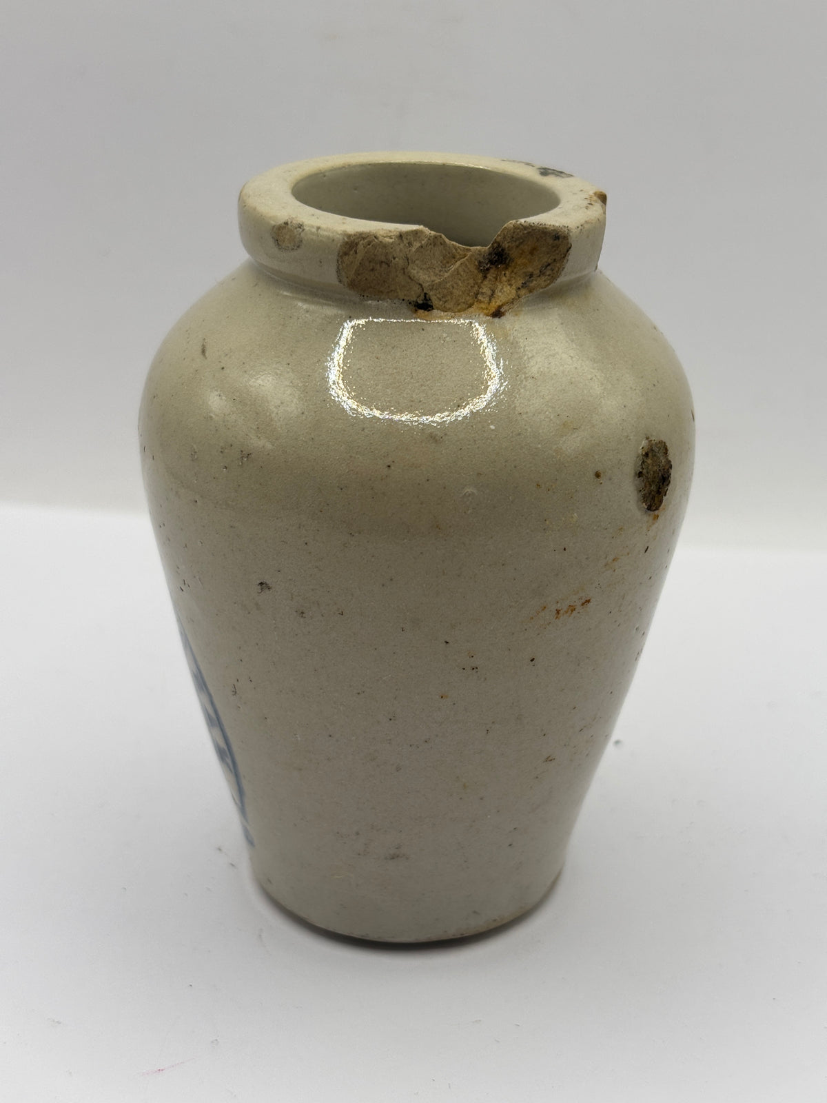 Old advertising cream pot, Boams double thick cream Manchester. Damaged