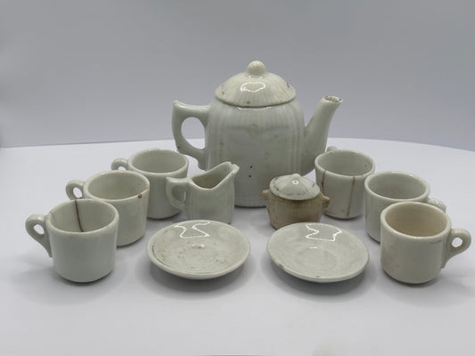 11 piece mini dolls house tea set, damages