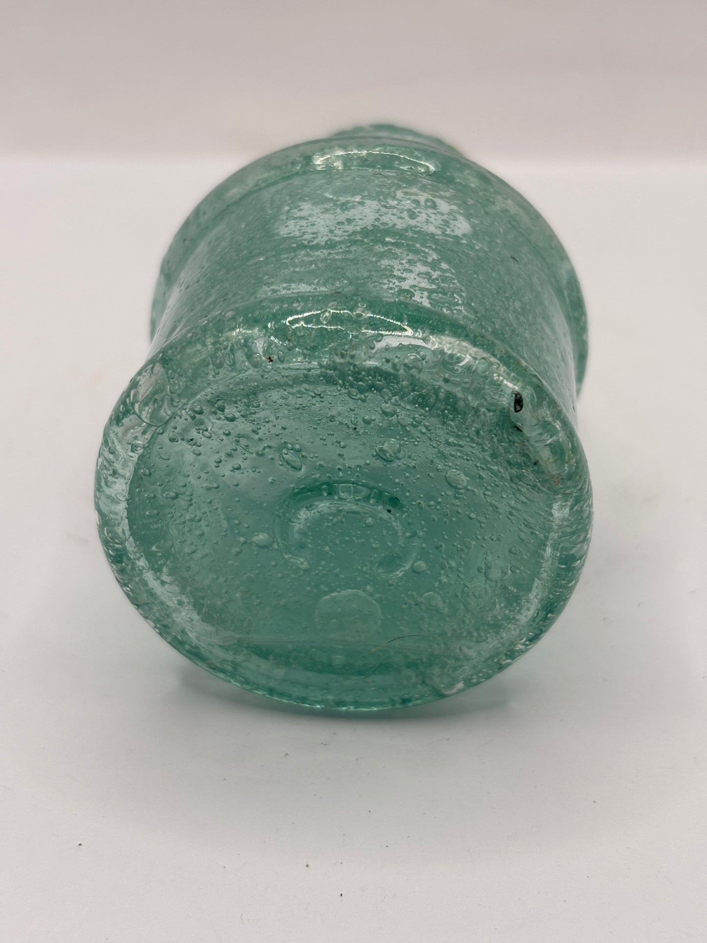 Old aqua glass ink with lots of bubbles