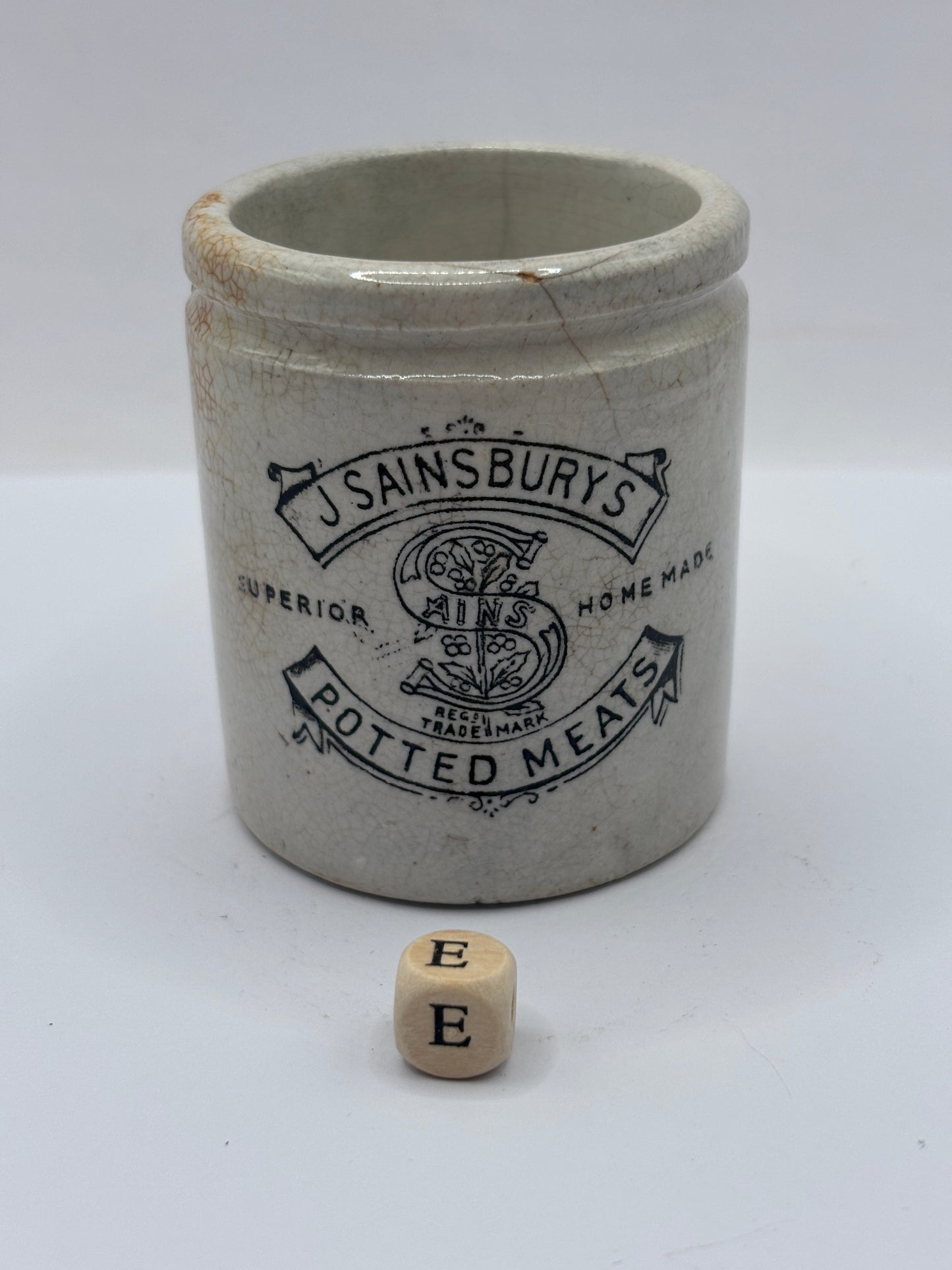 Old sainsburys advertising pot, home made potted meats (e)