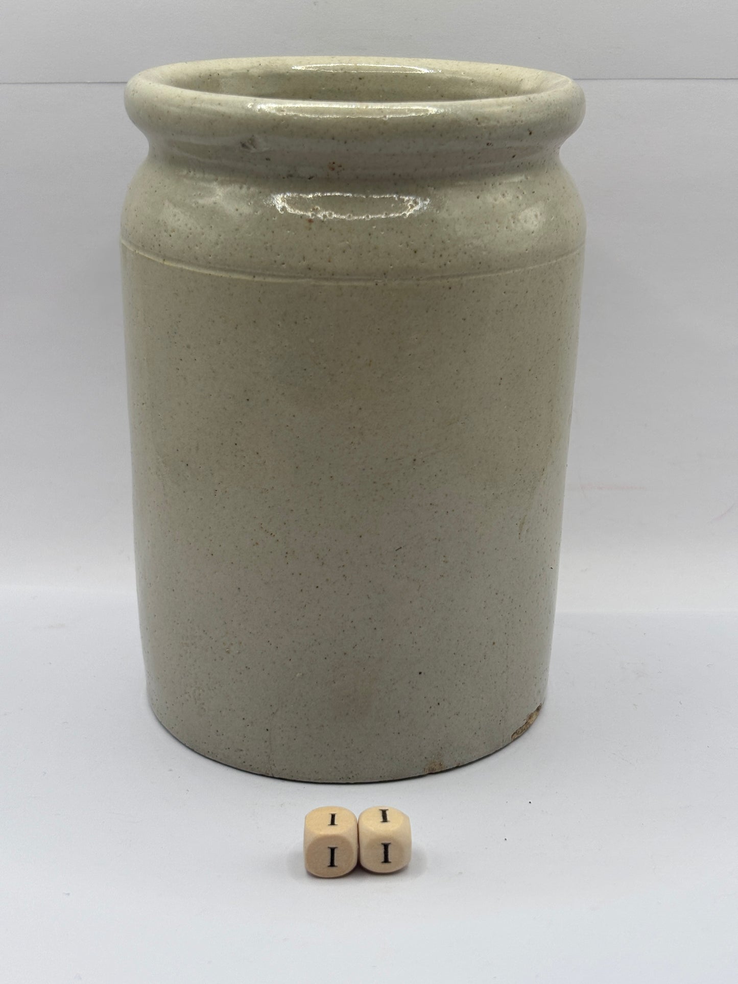 Old 2lb rolled top stoneware jam pot (ii)