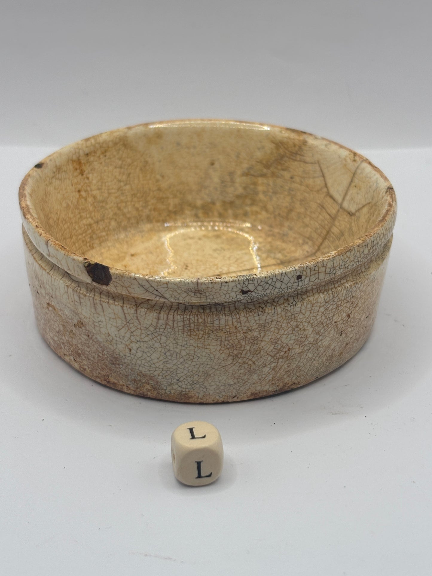 Old plain stoneware meat paste pot, potted meat (L)