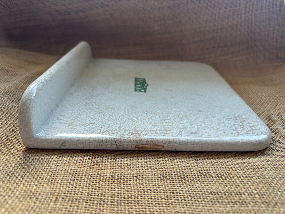 Old ironstone advertising scale plate, Avery. Stained & crazed