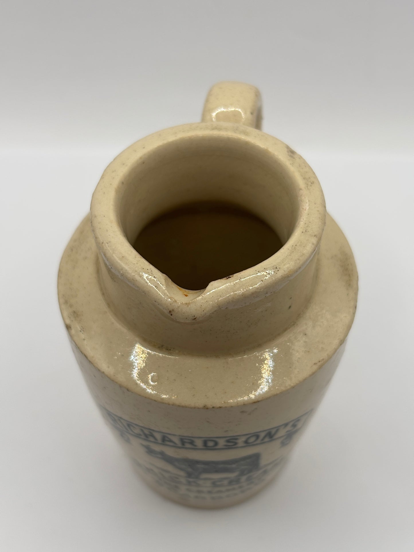 Old advertising cream pot, Richardsons thick cream. The creamery Scarboro. With handle