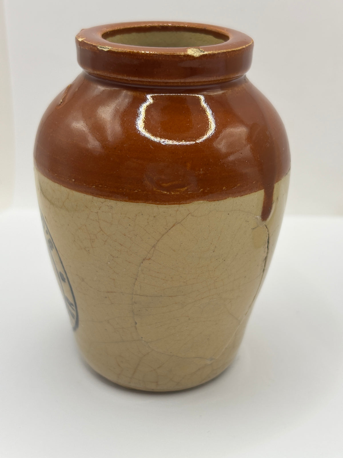 Old advertising cream pot, Hailwoods rich cream. Damaged