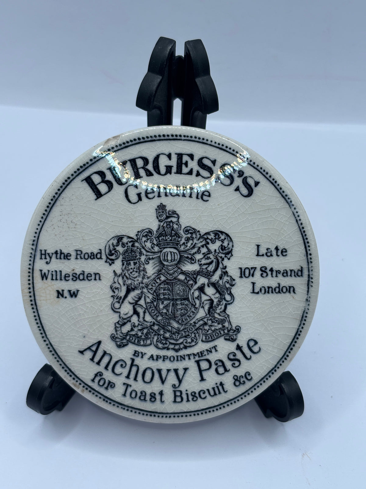 Old advertising lid, Burgess Anchovy paste