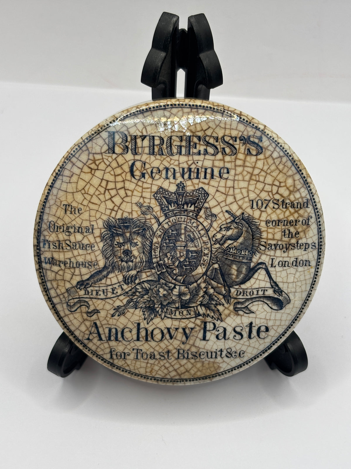 Old advertising lid, Burgess Anchovy paste