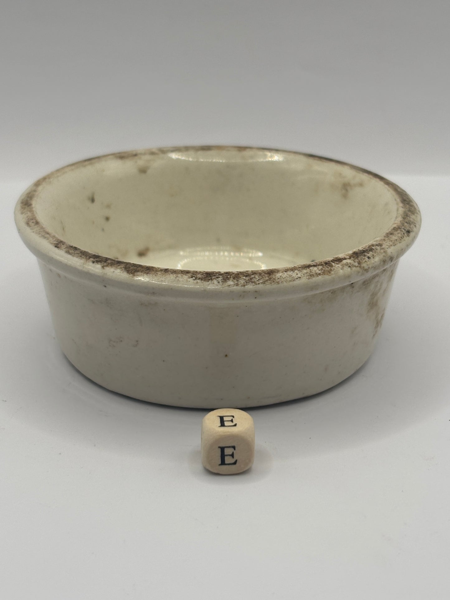 Old plain stoneware meat paste pot, potted meat (e)