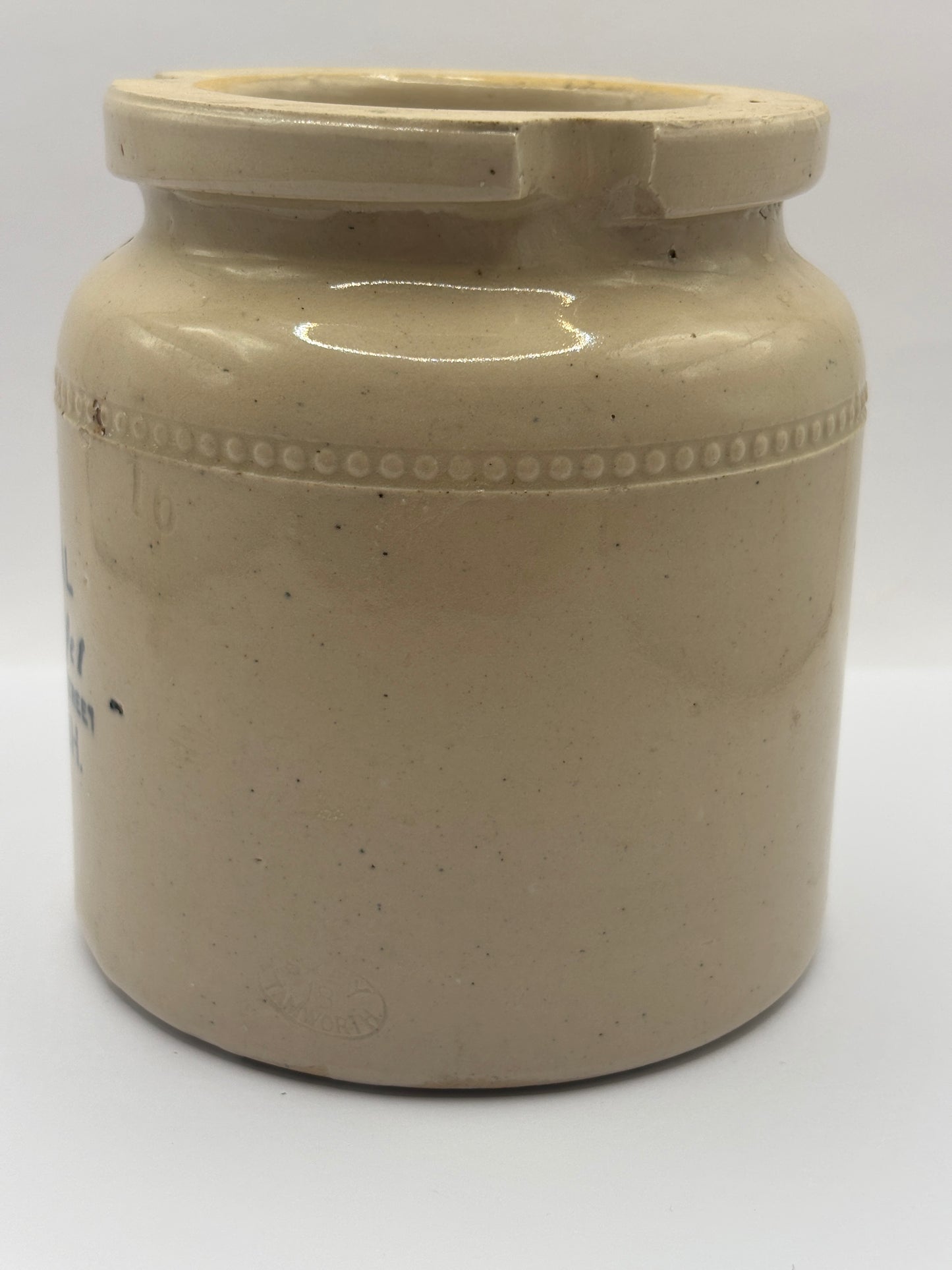 Old large stoneware caviar pot, Cafe Royal Oyster Buffet, Edinburgh