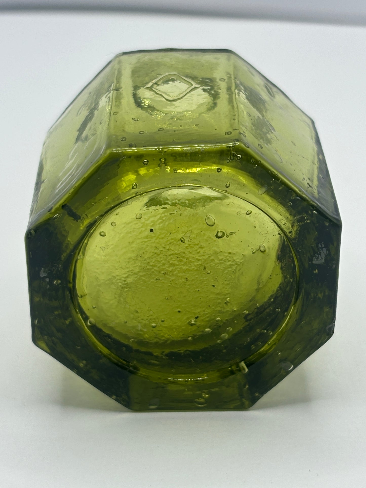 Olive Green ink bottle, diamond panels