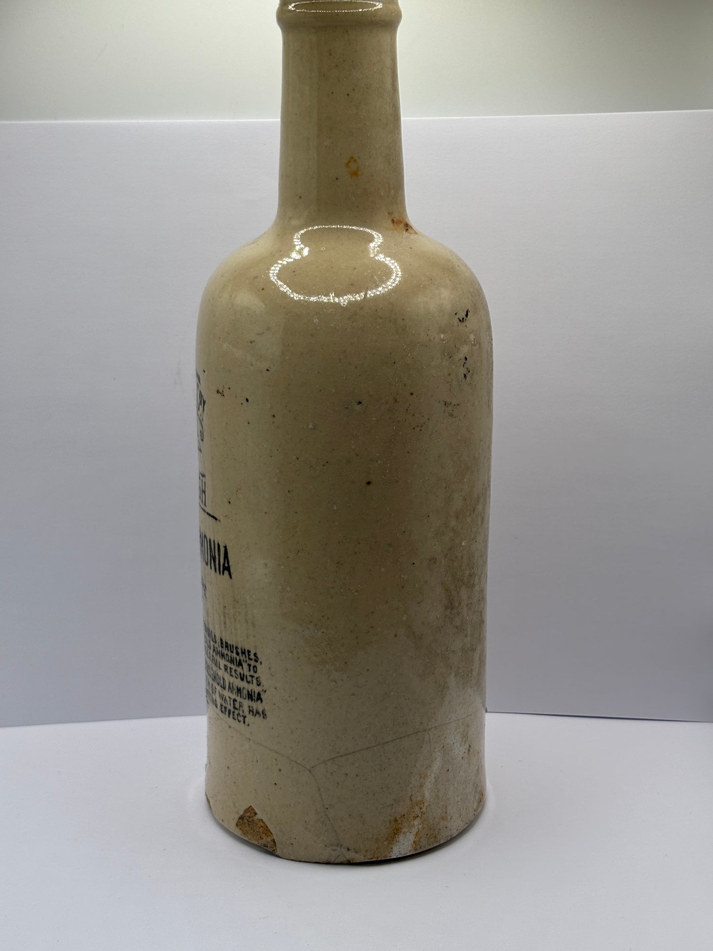 Old White stoneware plynine ammonia bottle