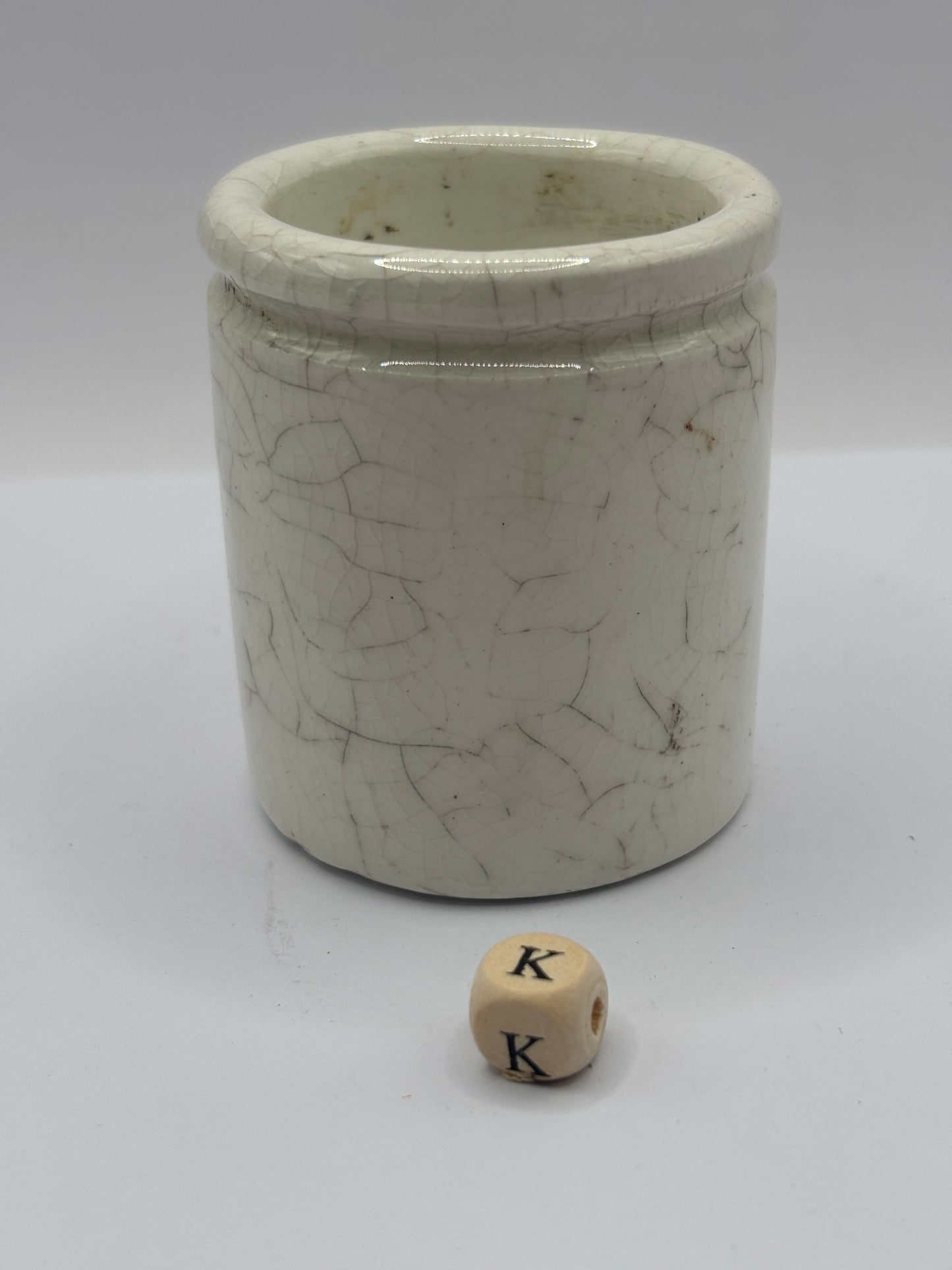 Old small chunky stoneware pot (k)