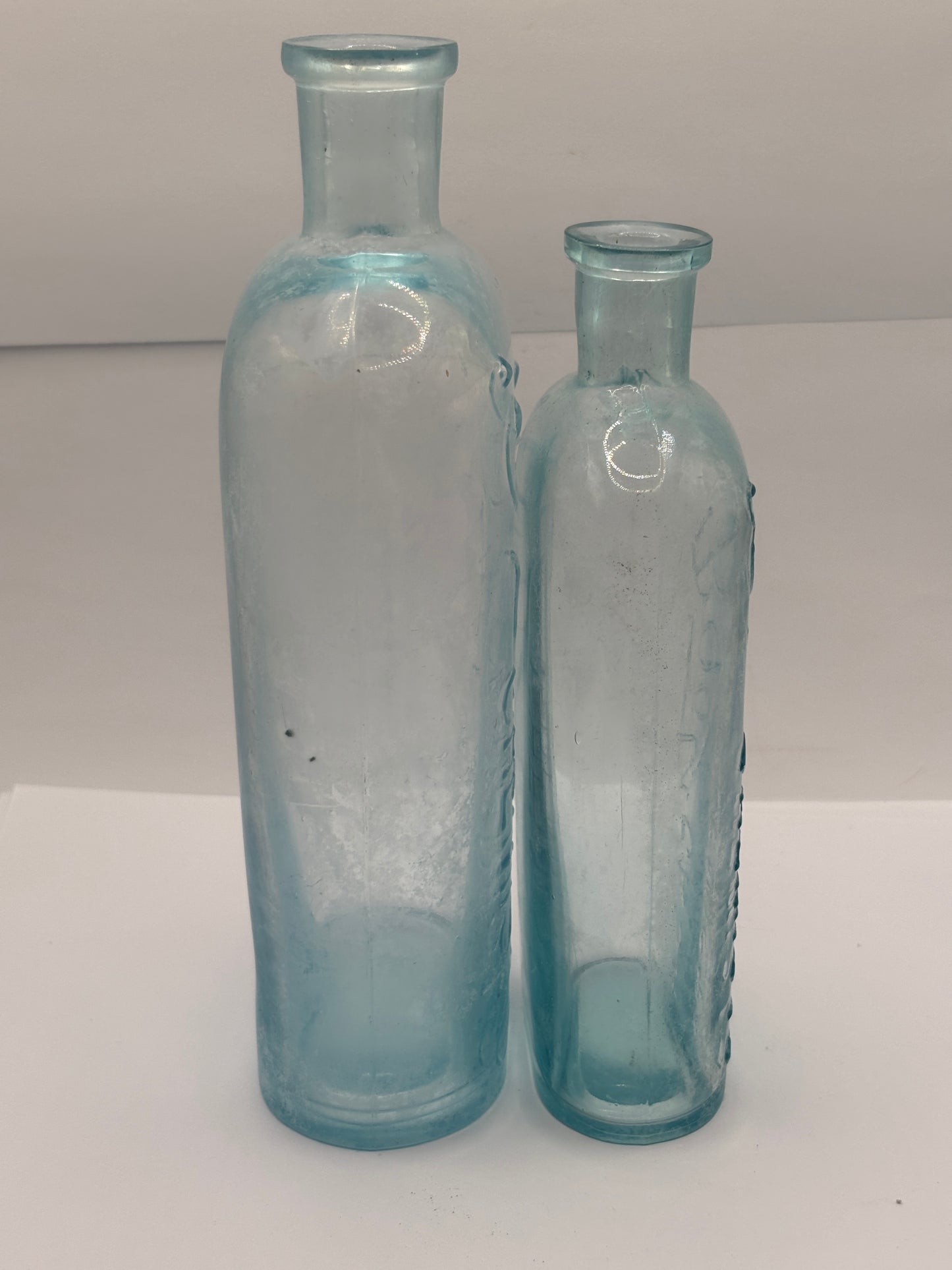2 Old crusty glass Boots cash chemists bottles