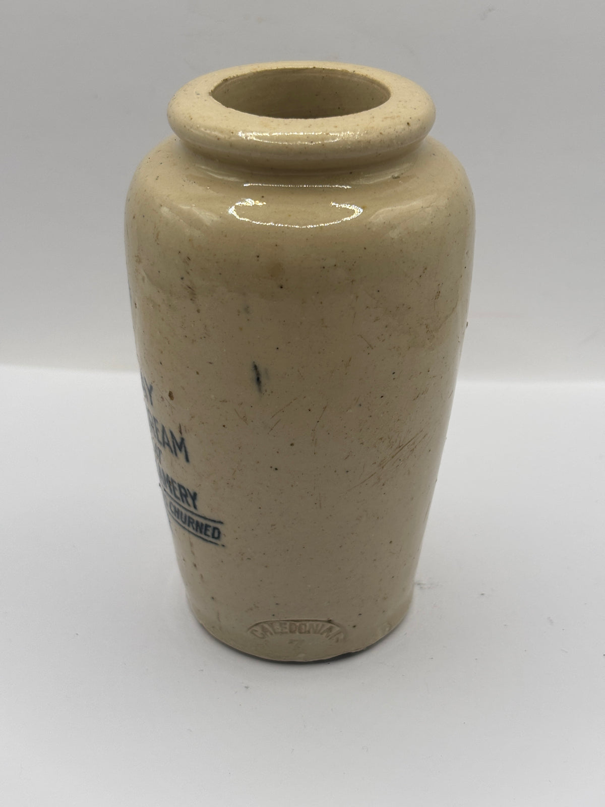 Old advertising cream pot, Galloway preserved cream, Stranraer