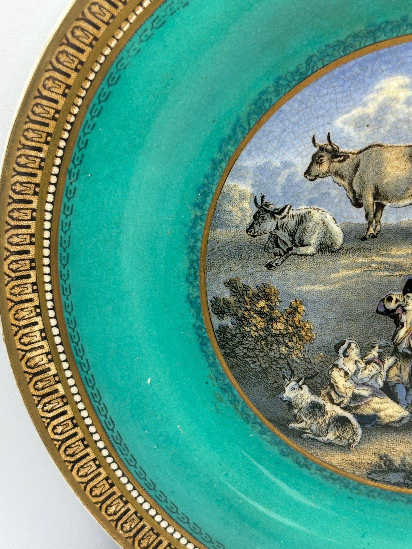 Old prattware plate, crazed