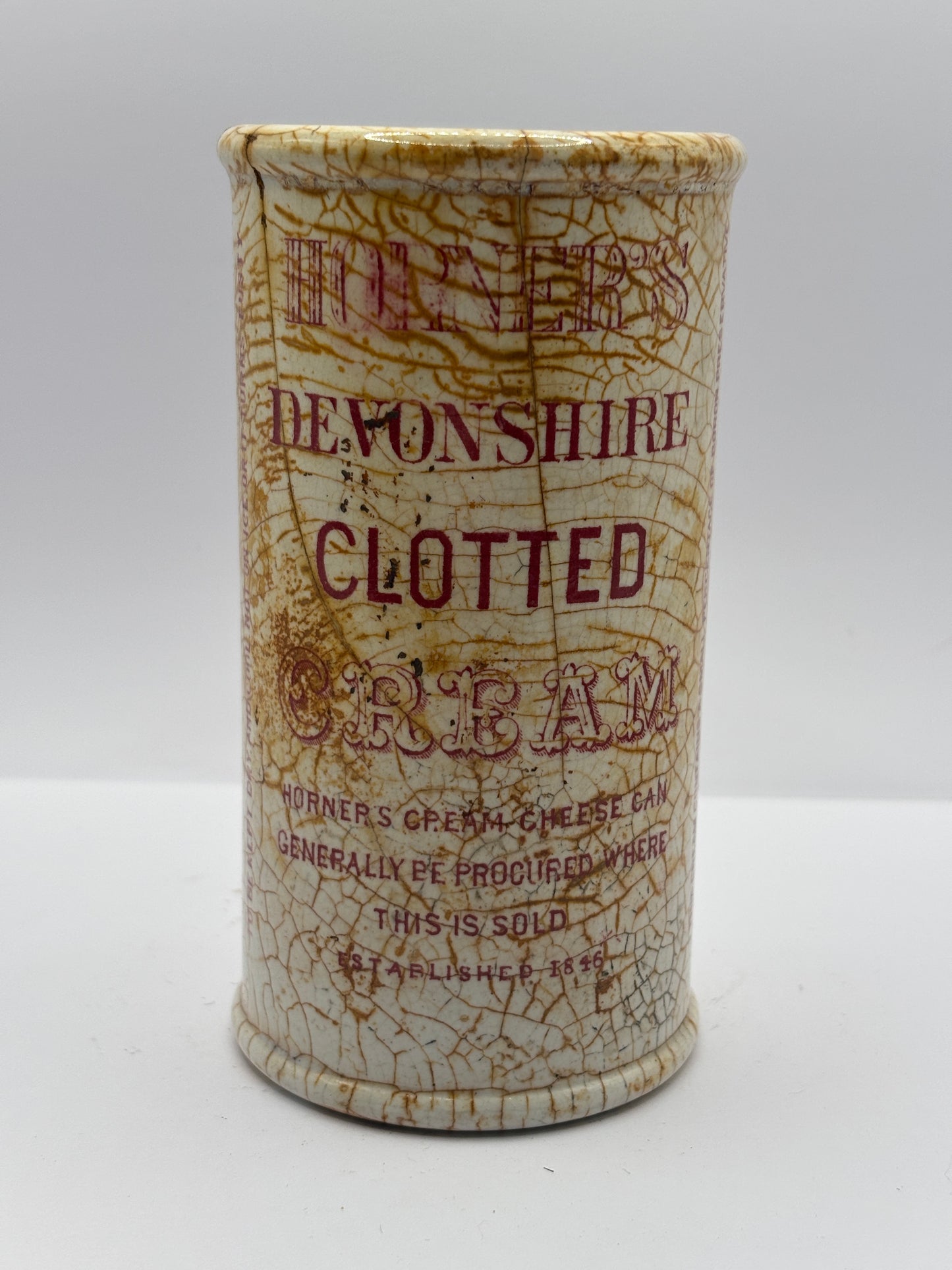 Old advertising Devonshire clotted cream pot, Horners