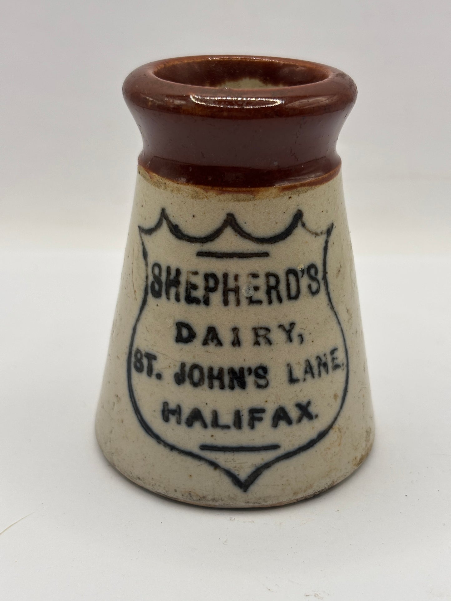 Old advertising cream pot, Sheperds dairy Hailfax