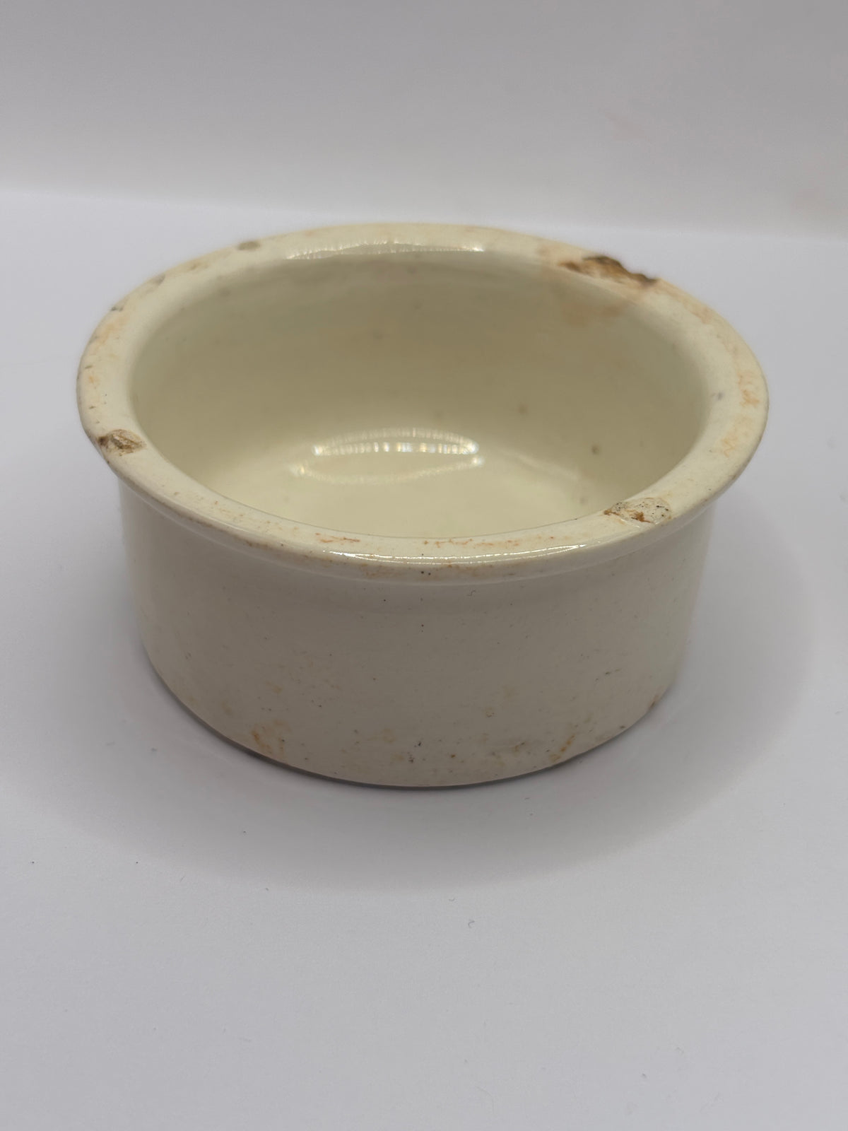 Old small advertising meat paste pot, Plumtree home potted meats