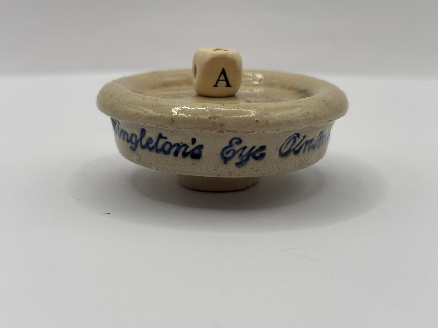 Old Singletons stoneware eye ointment (a)