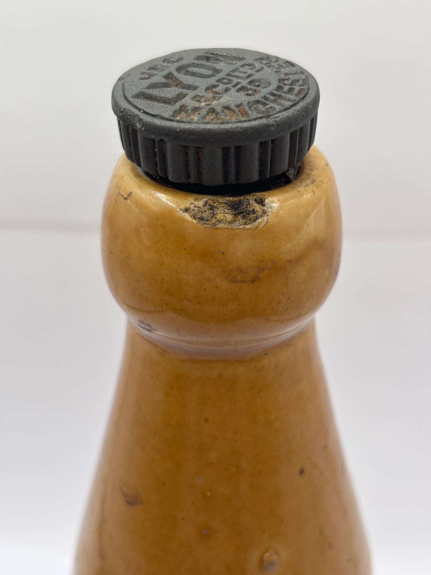 Old stoneware ginger beer bottle, John Lyon & Co, stone ginger beer, Manchester