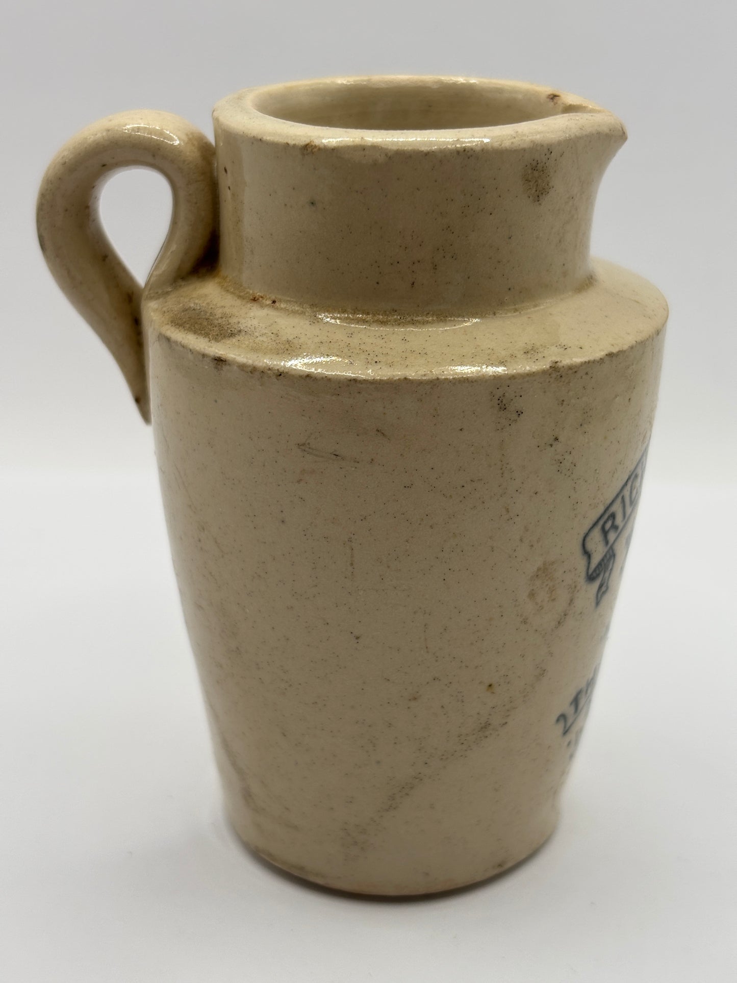 Old advertising cream pot, Richardsons thick cream. The creamery Scarboro. With handle